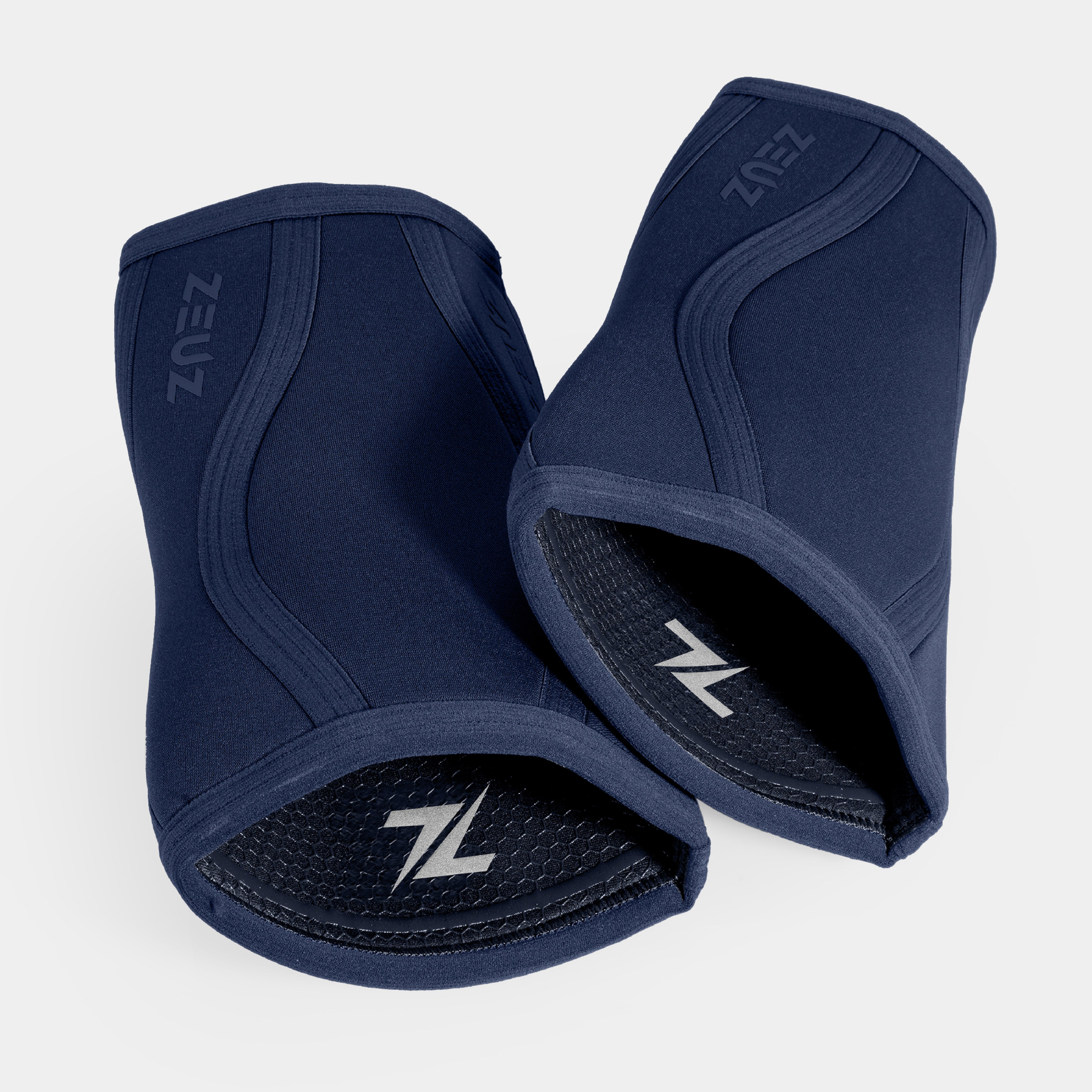 Blauwe ZEUZ Knee Sleeves met zichtbare anti-slip binnenkant – voorkomt afzakken tijdens training