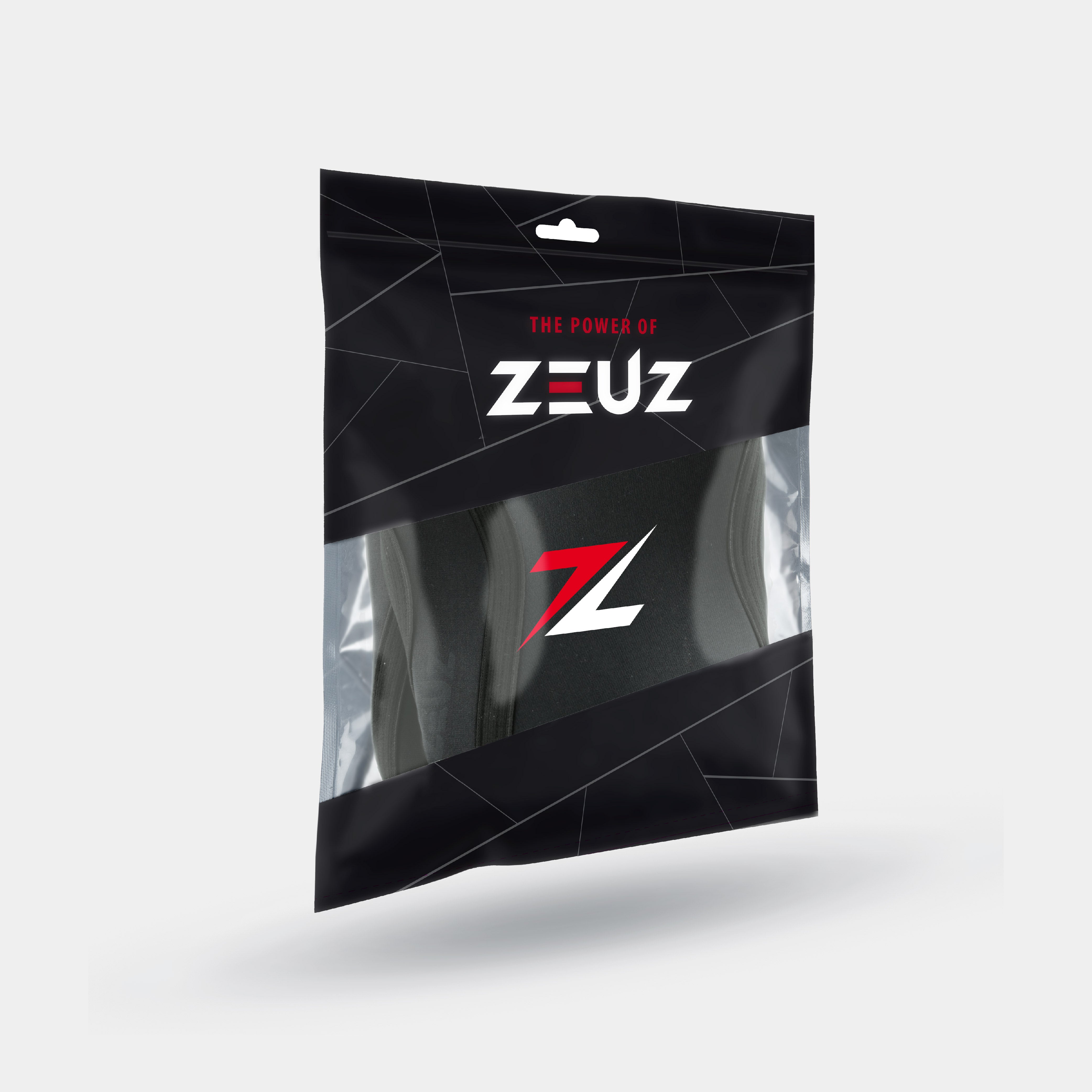 Legergroene ZEUZ Knee Sleeves in opbergzak – set van 2 compressie kniebanden met draagtas