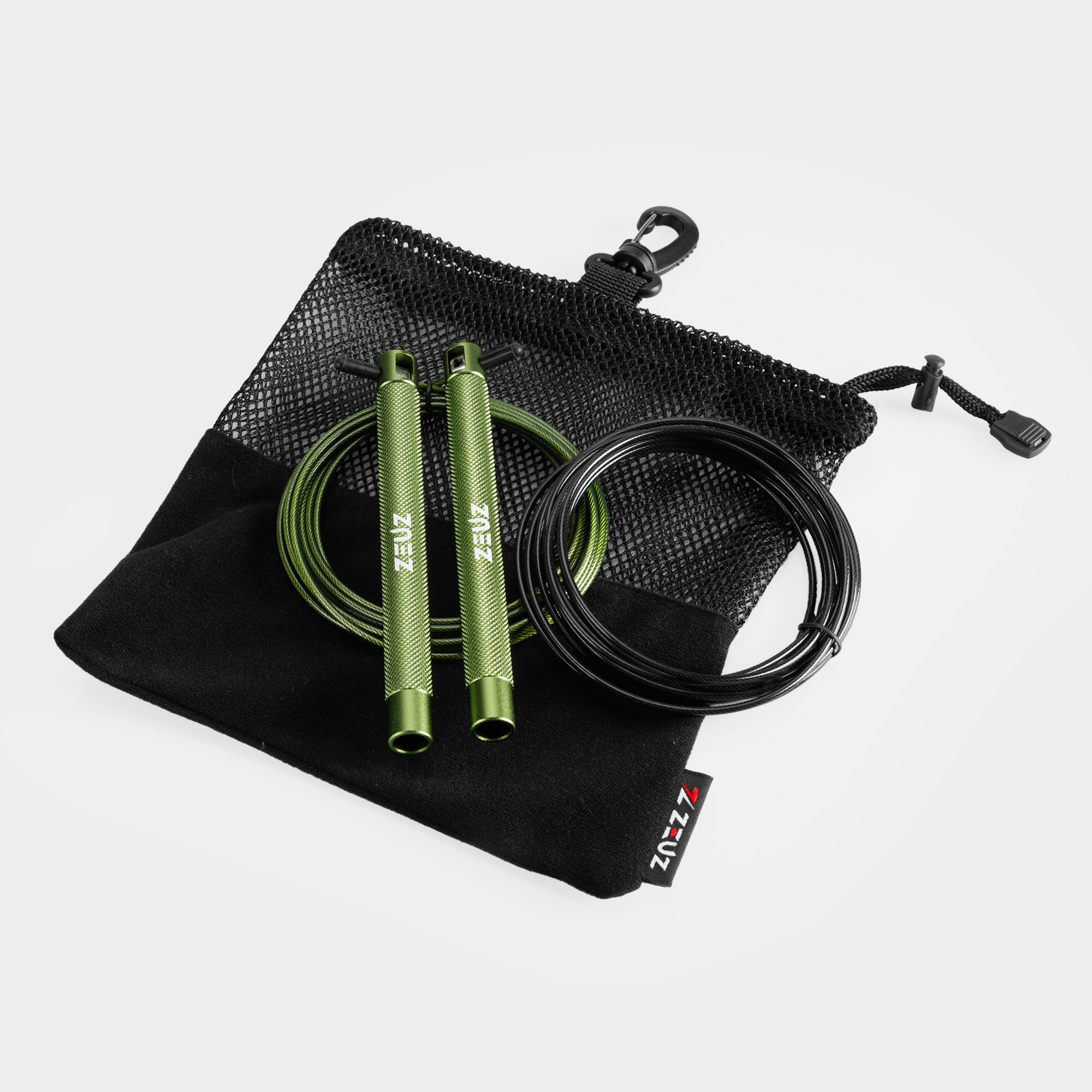 ZEUZ Springtouw Set lichtgroen – met extra kabel en opbergzakje voor training on-the-go