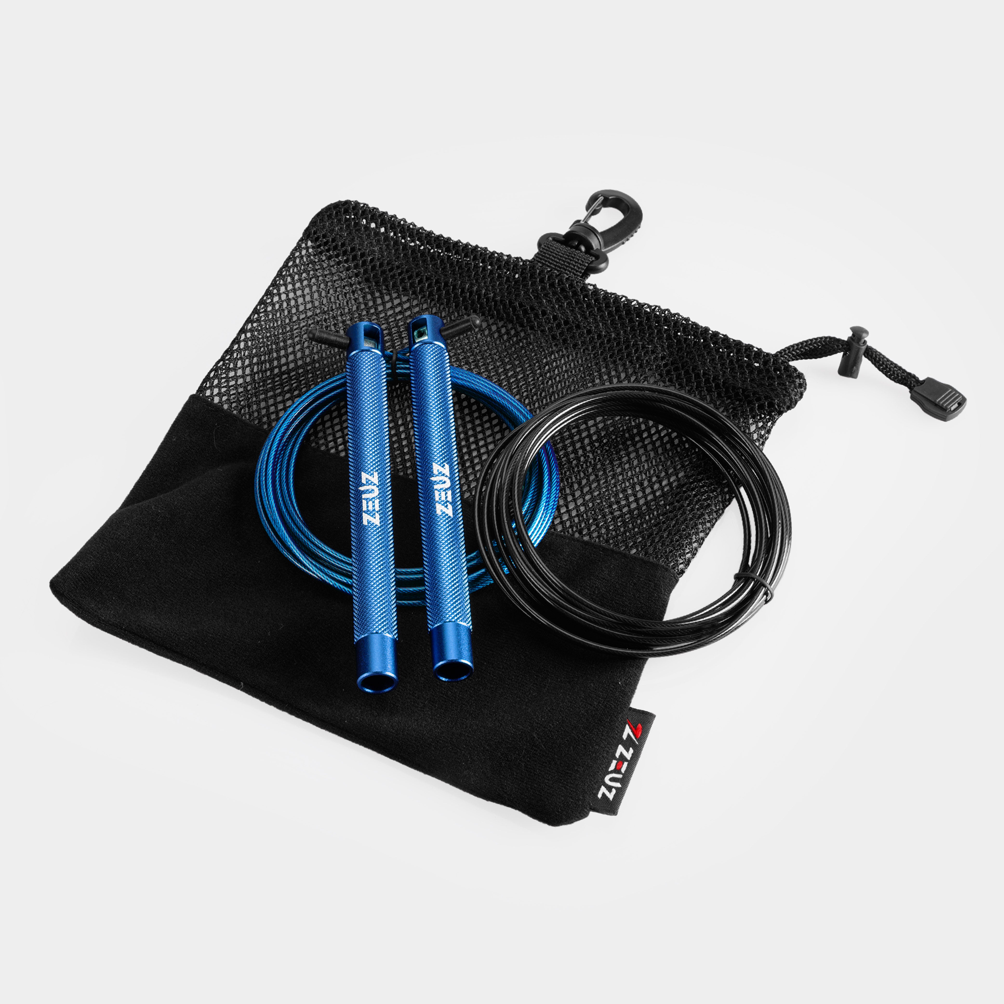 ZEUZ Springtouw Set blauw – met extra kabel en opbergzakje voor training on-the-go