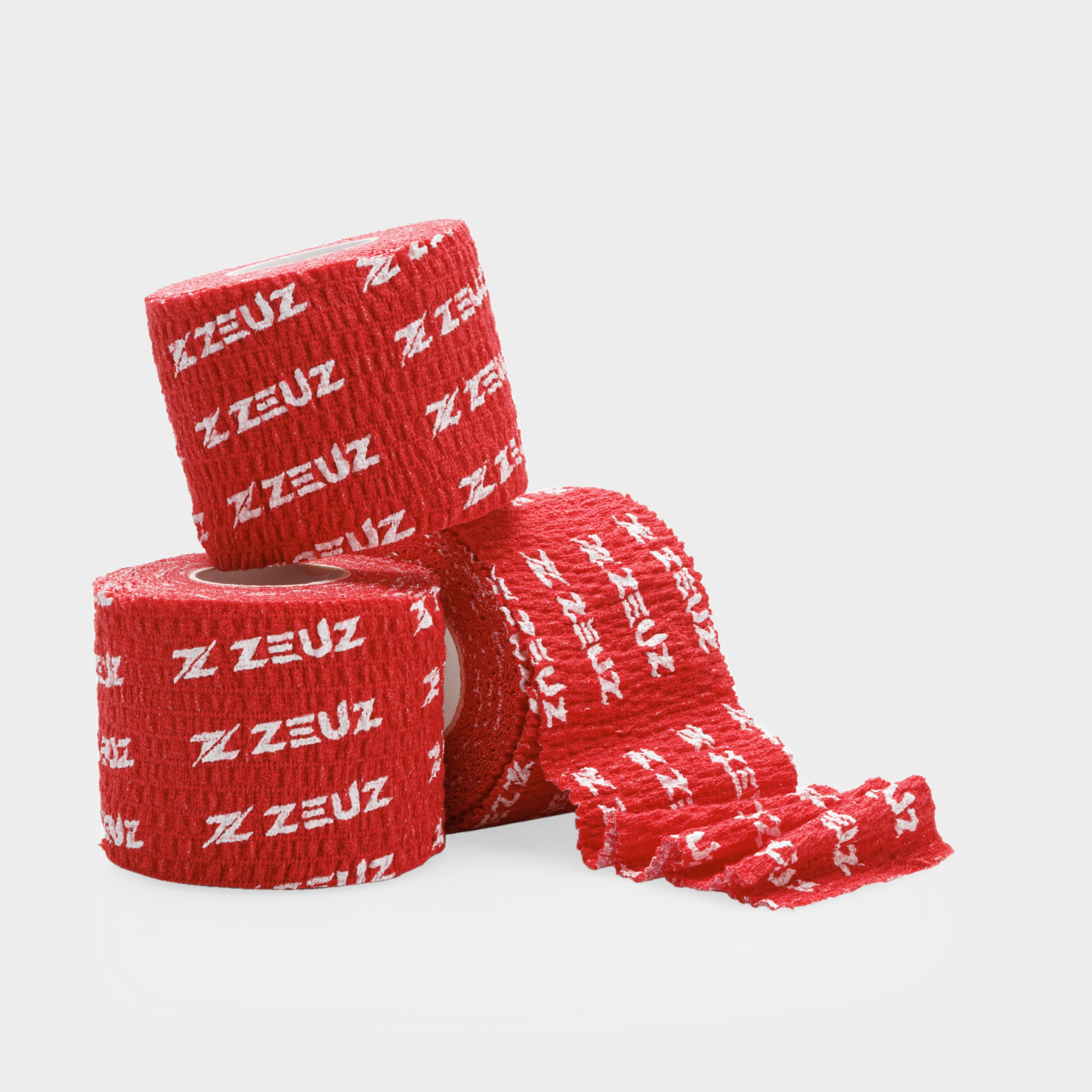 Drie rollen ZEUZ Gewichthef Tape rood – geschikt voor meerdere trainingen