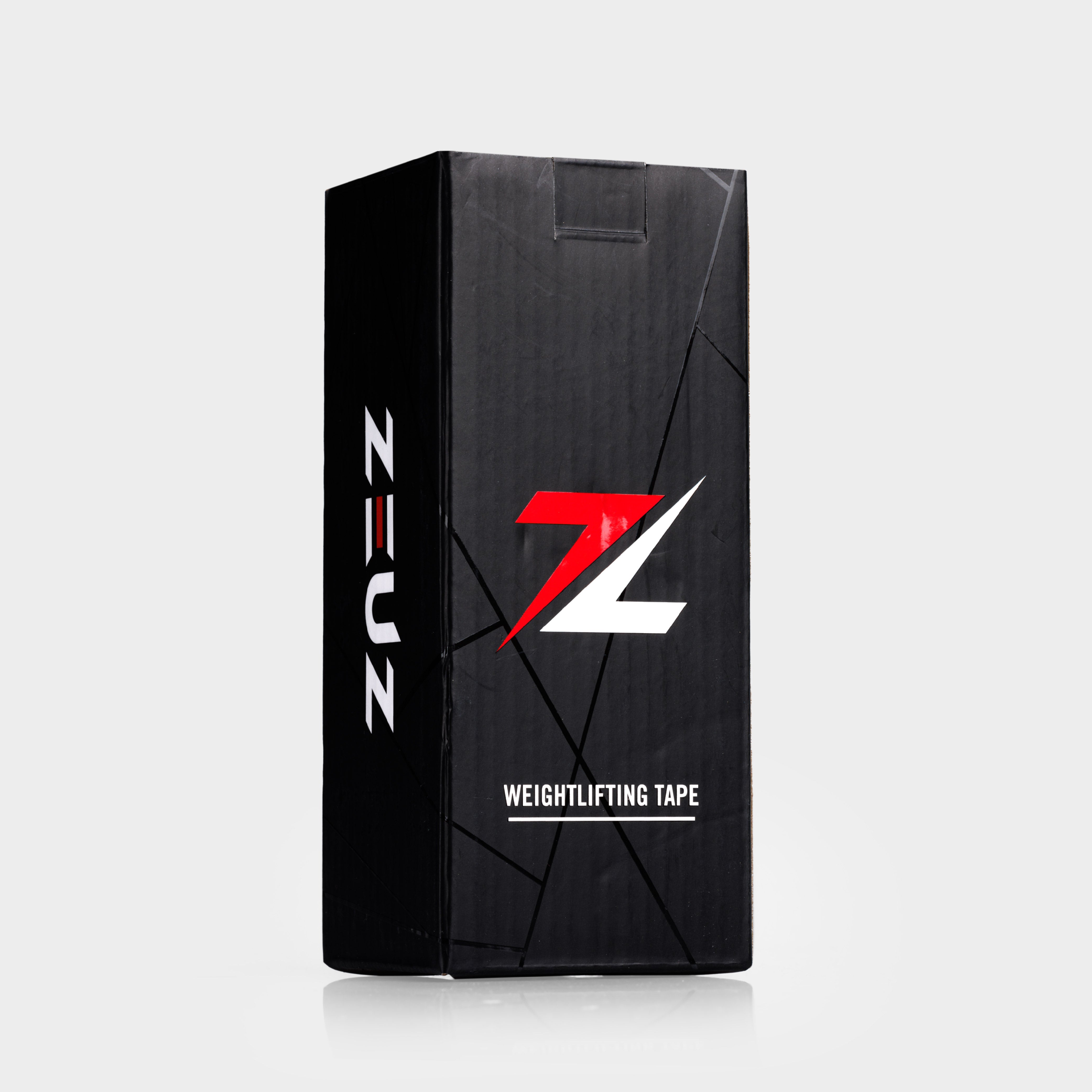 ZEUZ Gewichthef Tape zwart – 3-pack verpakking met branding en productinformatie