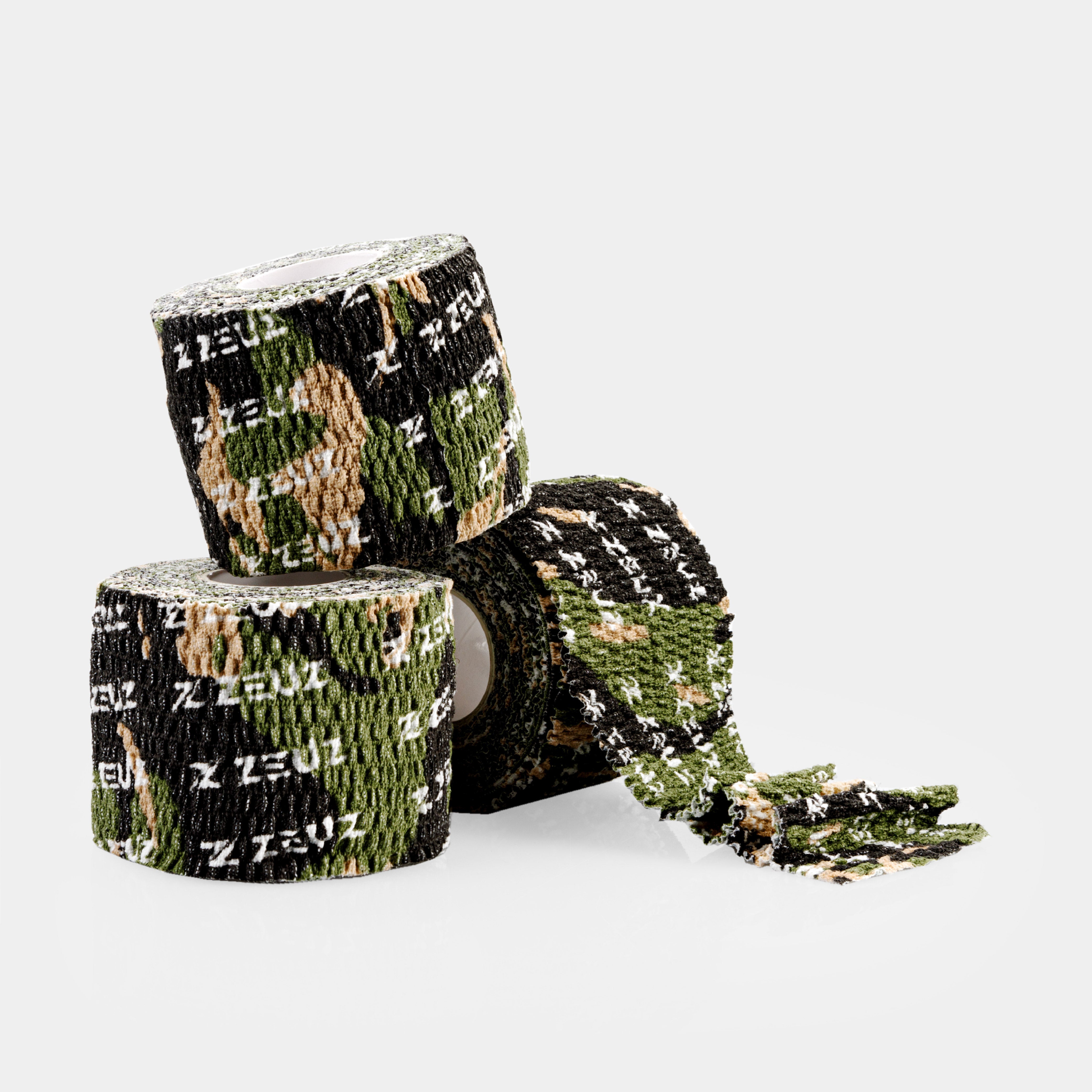 Drie rollen ZEUZ Gewichthef Tape camouflage – geschikt voor meerdere trainingen
