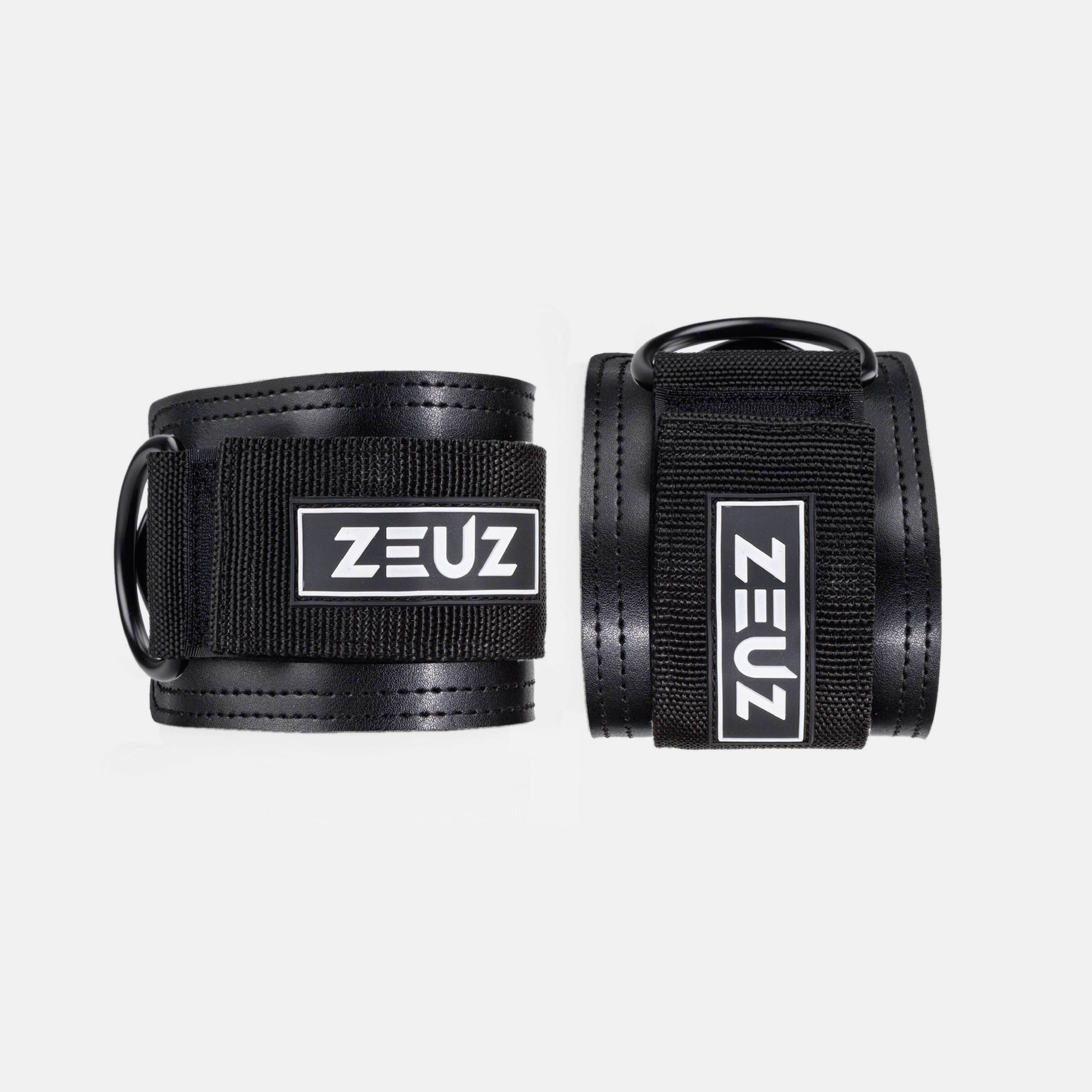 Voorkant van ZEUZ Ankle Straps zwart – verstelbare sluiting met logo