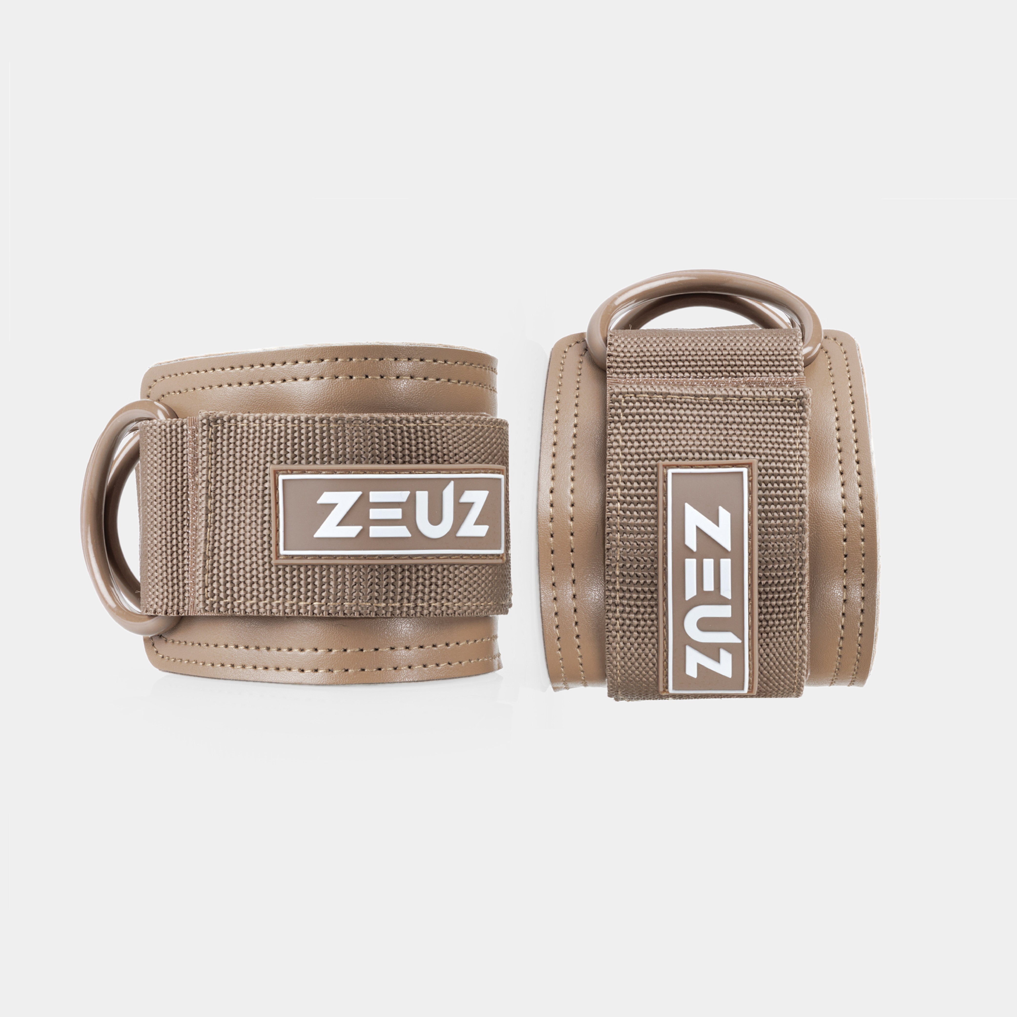 Voorkant van ZEUZ Ankle Straps beige – verstelbare sluiting met logo