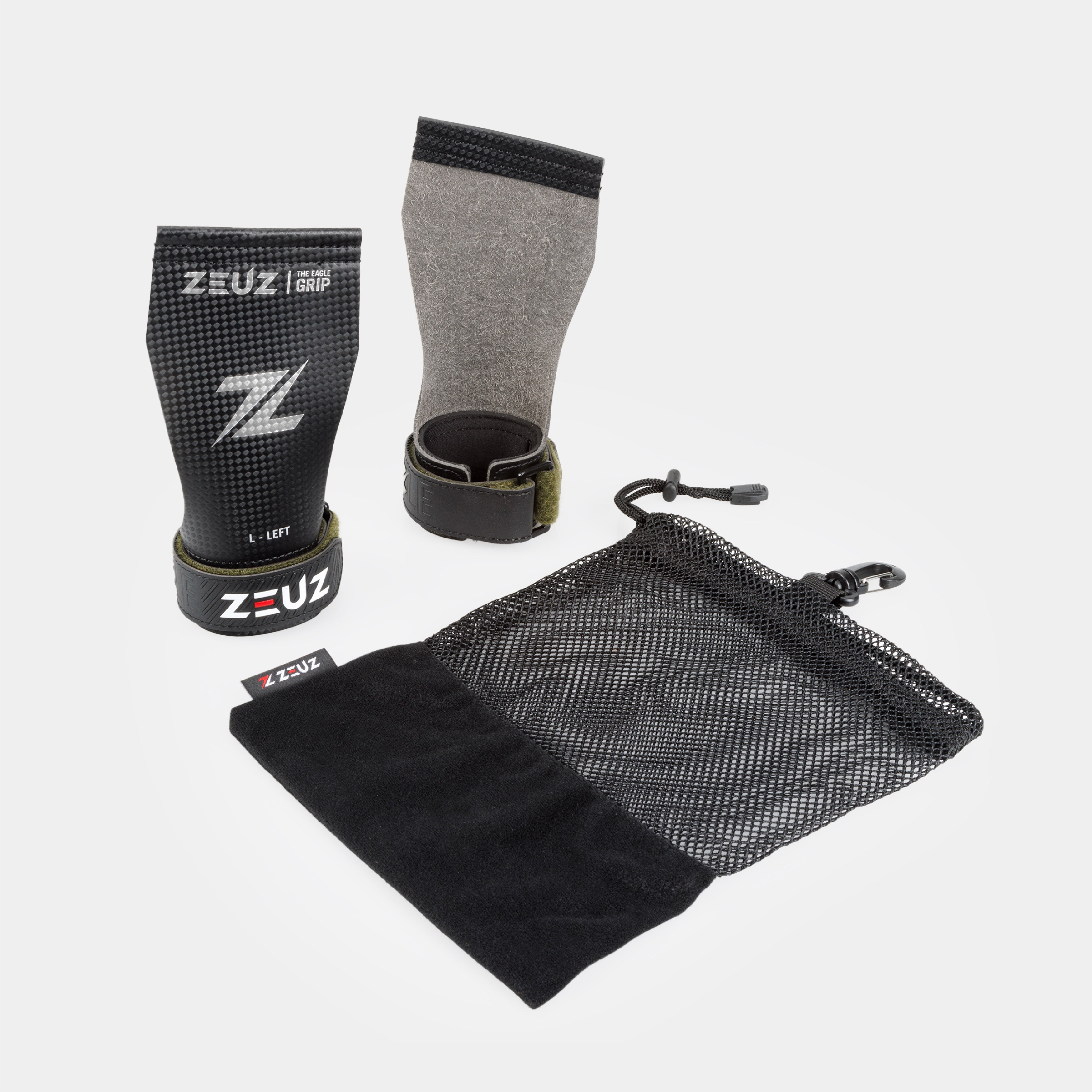 ZEUZ Fingerless Grips – complete set met opbergzakje voor veilig transport en opslag