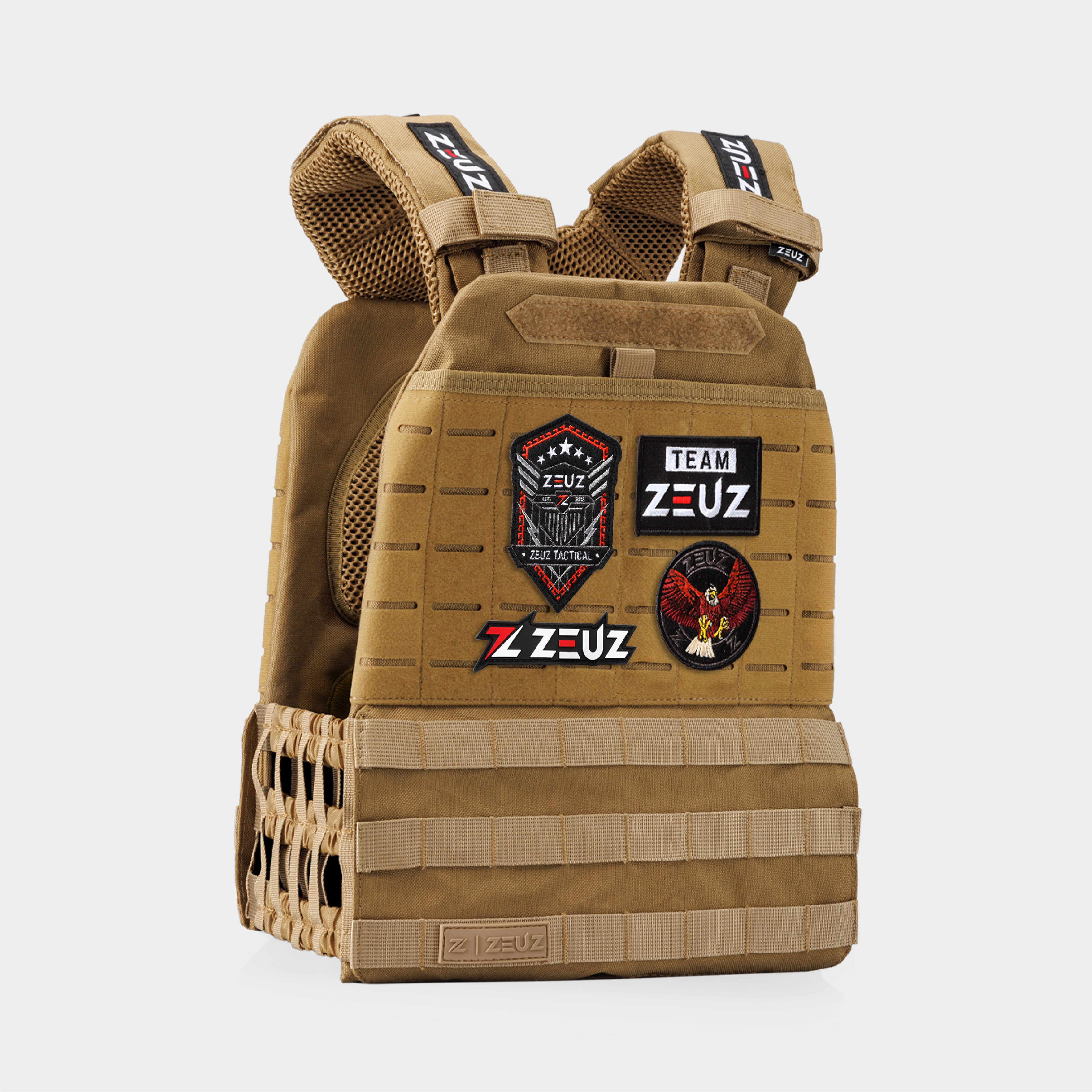 ZEUZ Tactical Gewichtsvest Beige – verstelbaar en geschikt voor krachttraining, crossfit of MURPH