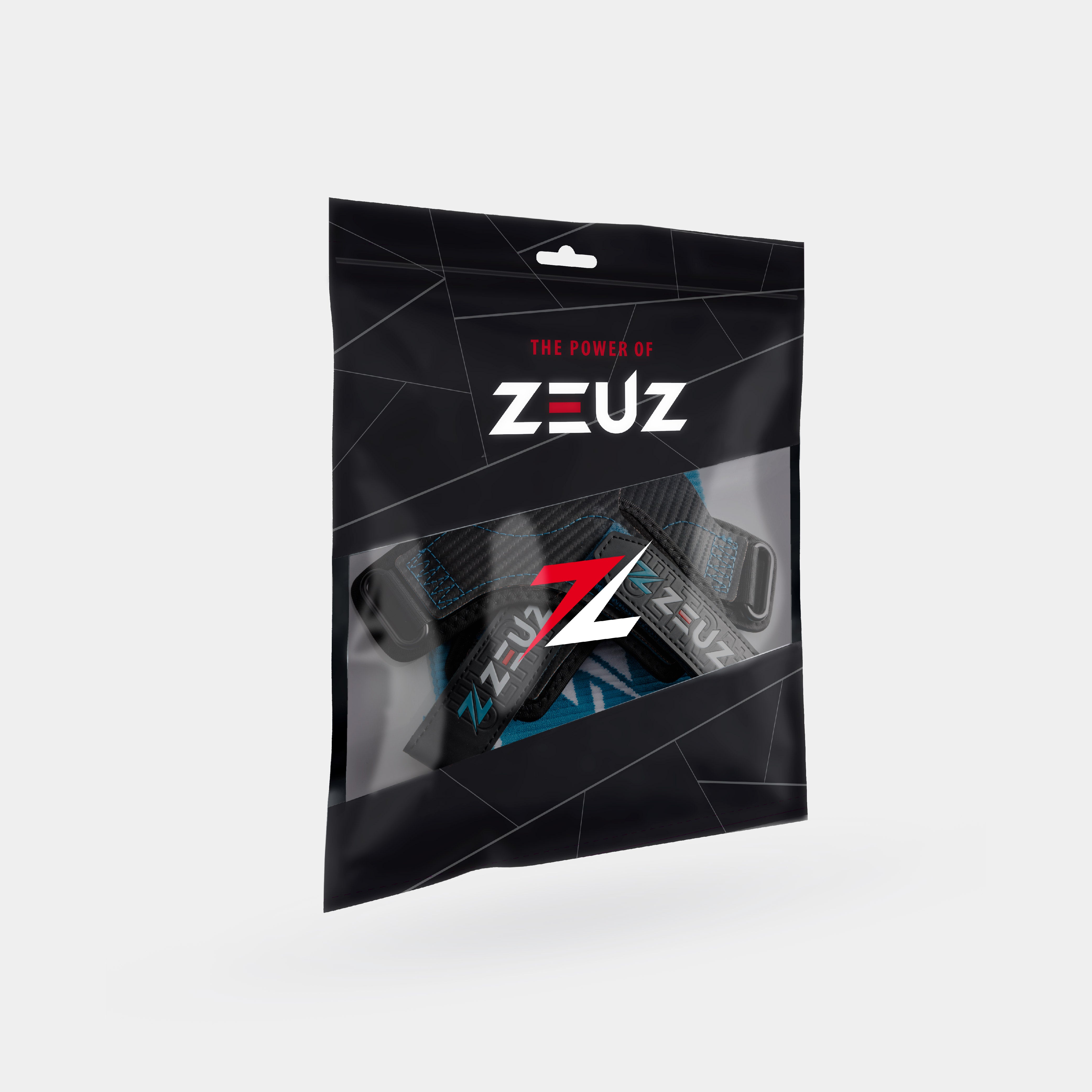 ZEUZ Ultra Plus No Chalk Fitness Grips - Blauw – verpakking