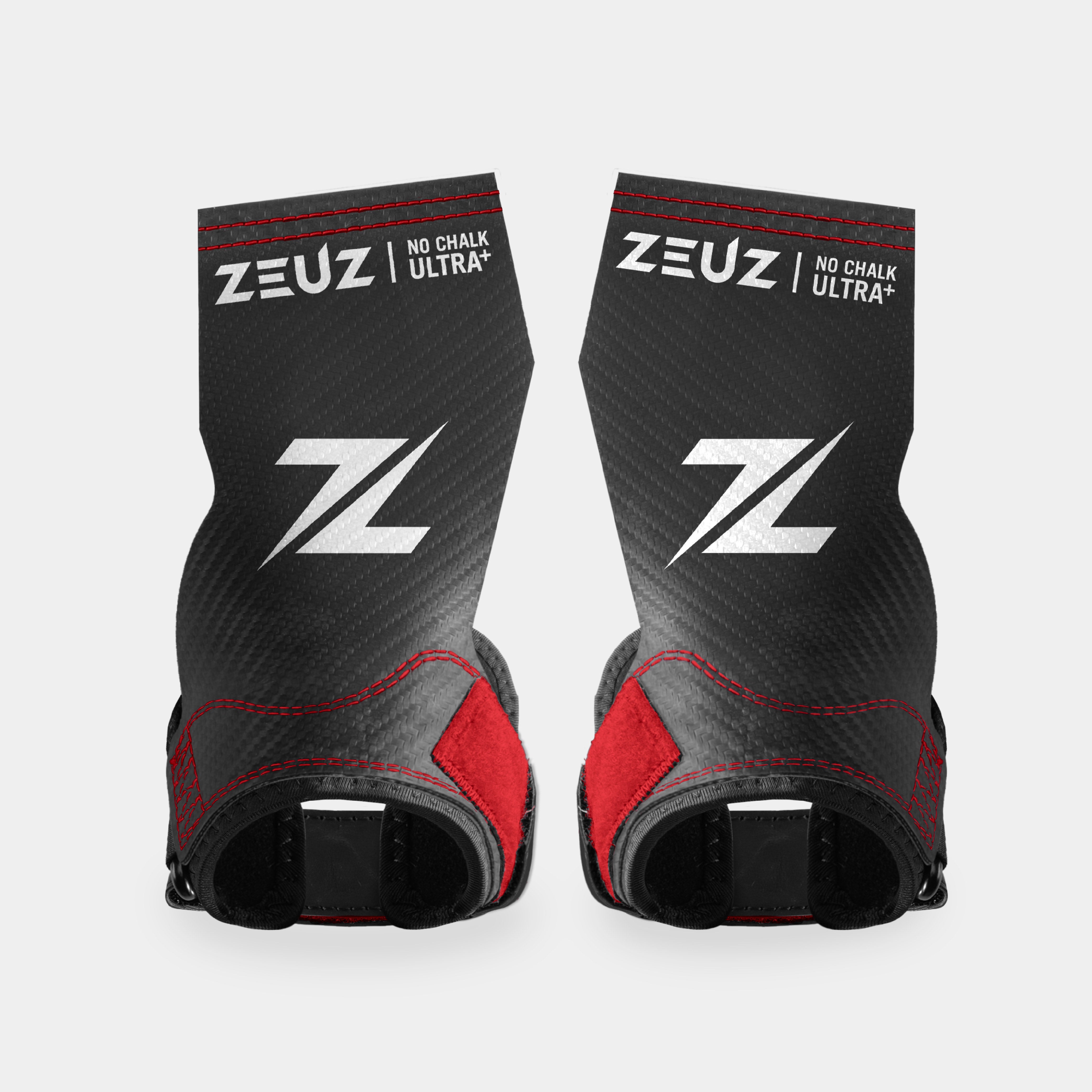 ZEUZ Ultra Plus No Chalk Fitness Grips - Rood –  zwarte hypalon grips