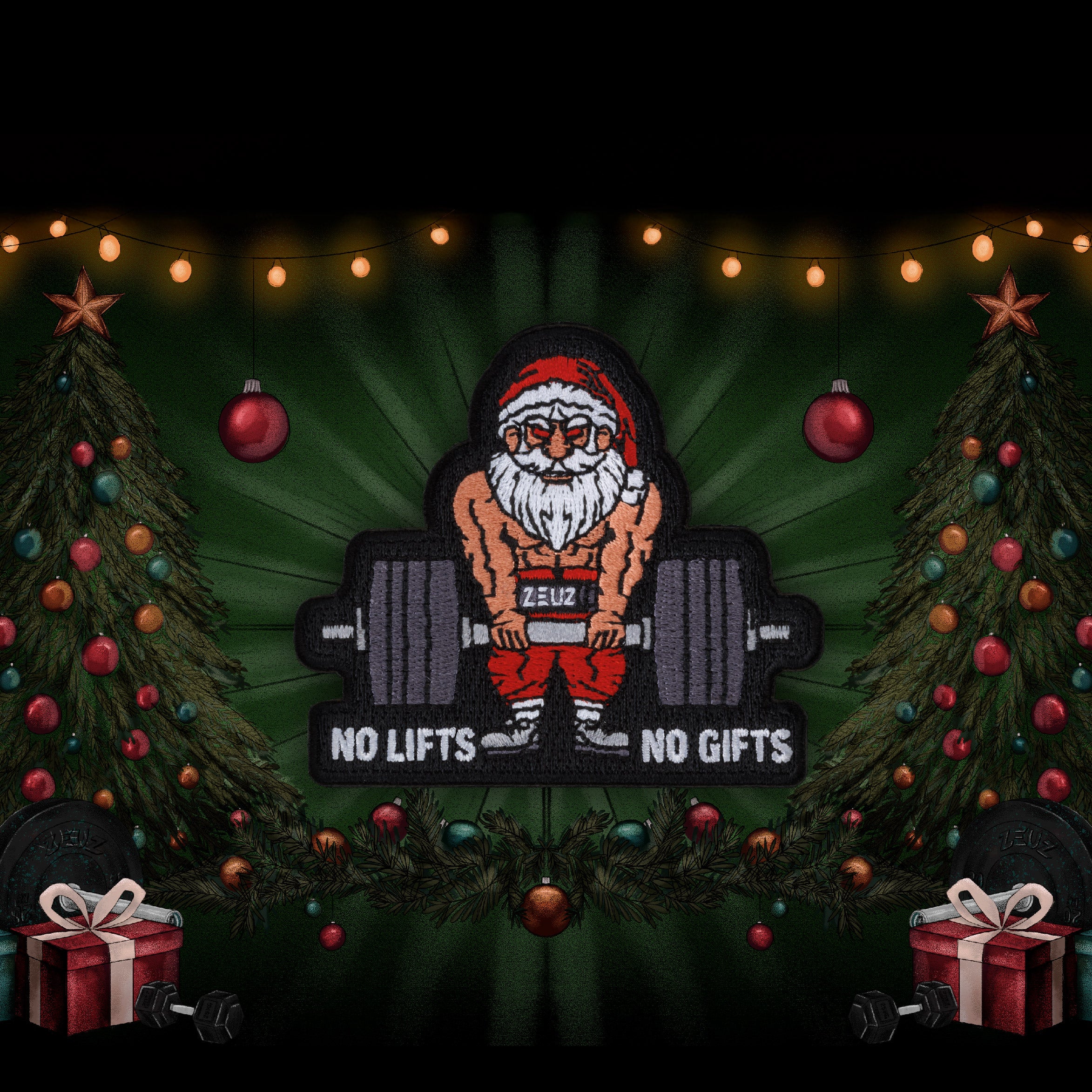 ZEUZ Nessun ascensore Nessun regalo Toppa di Babbo Natale