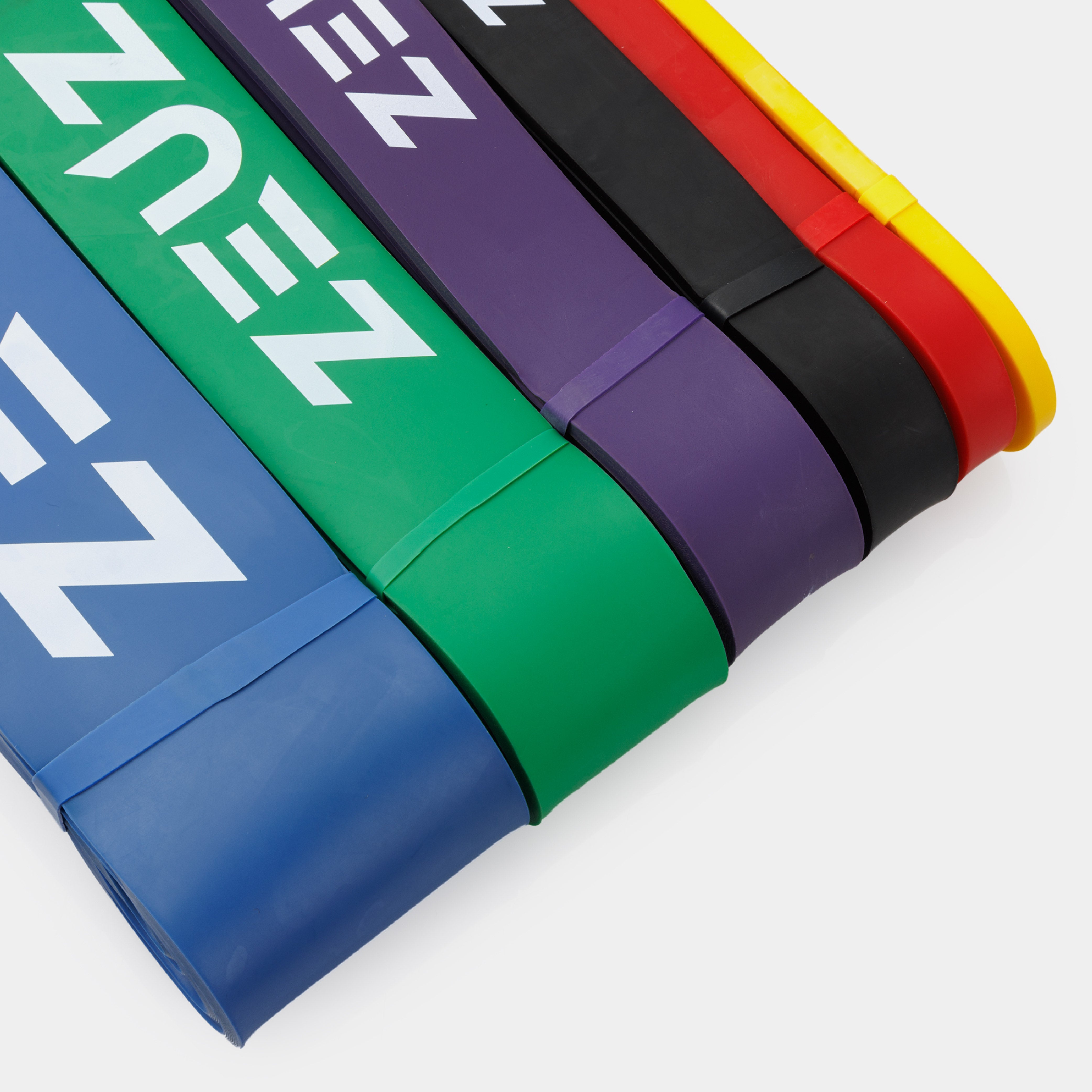 Detailweergave van de ZEUZ Powerbands set – hoogwaardige afwerking per band