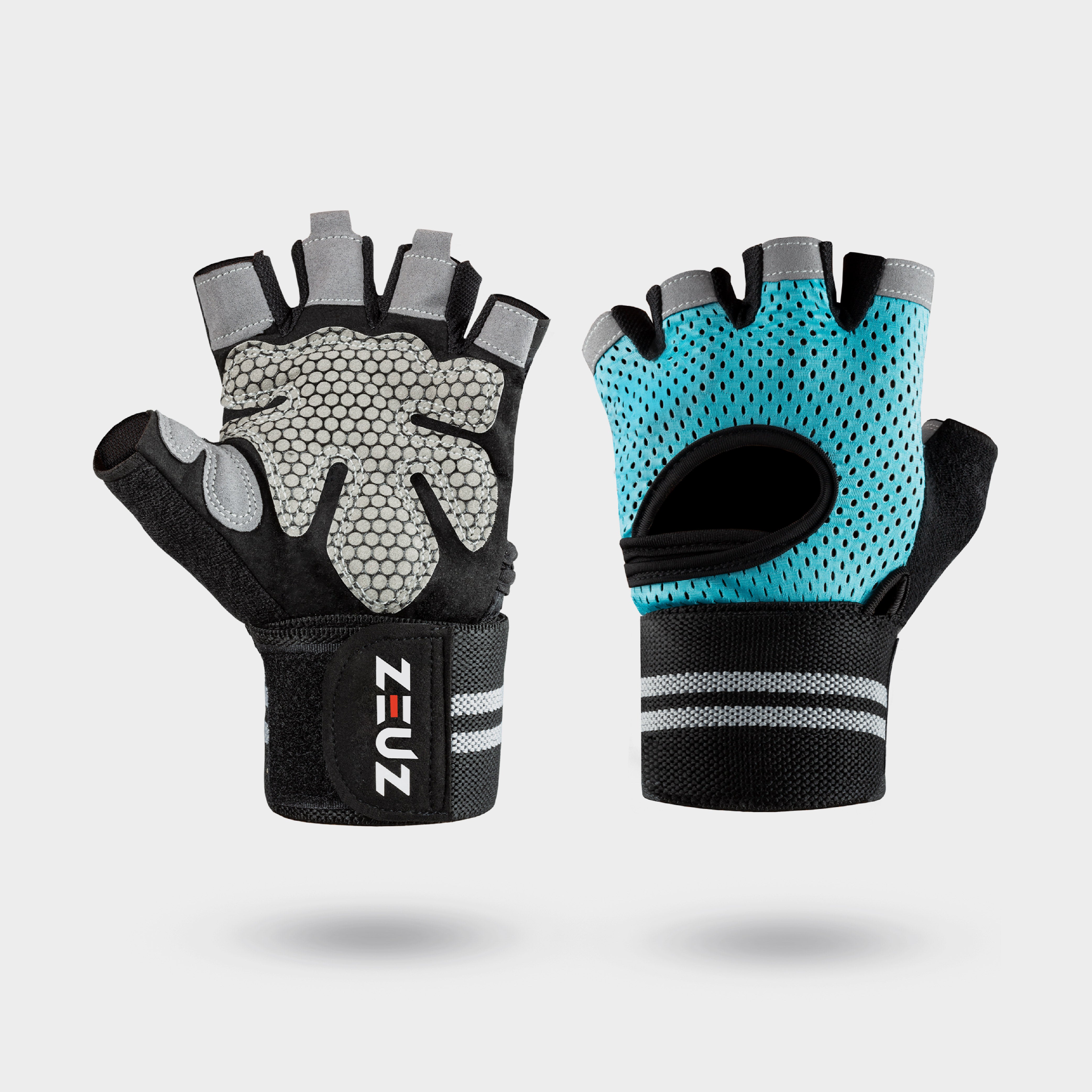 ZEUZ Sporthandschoenen blauw – ademende fitness handschoenen met gripversterking