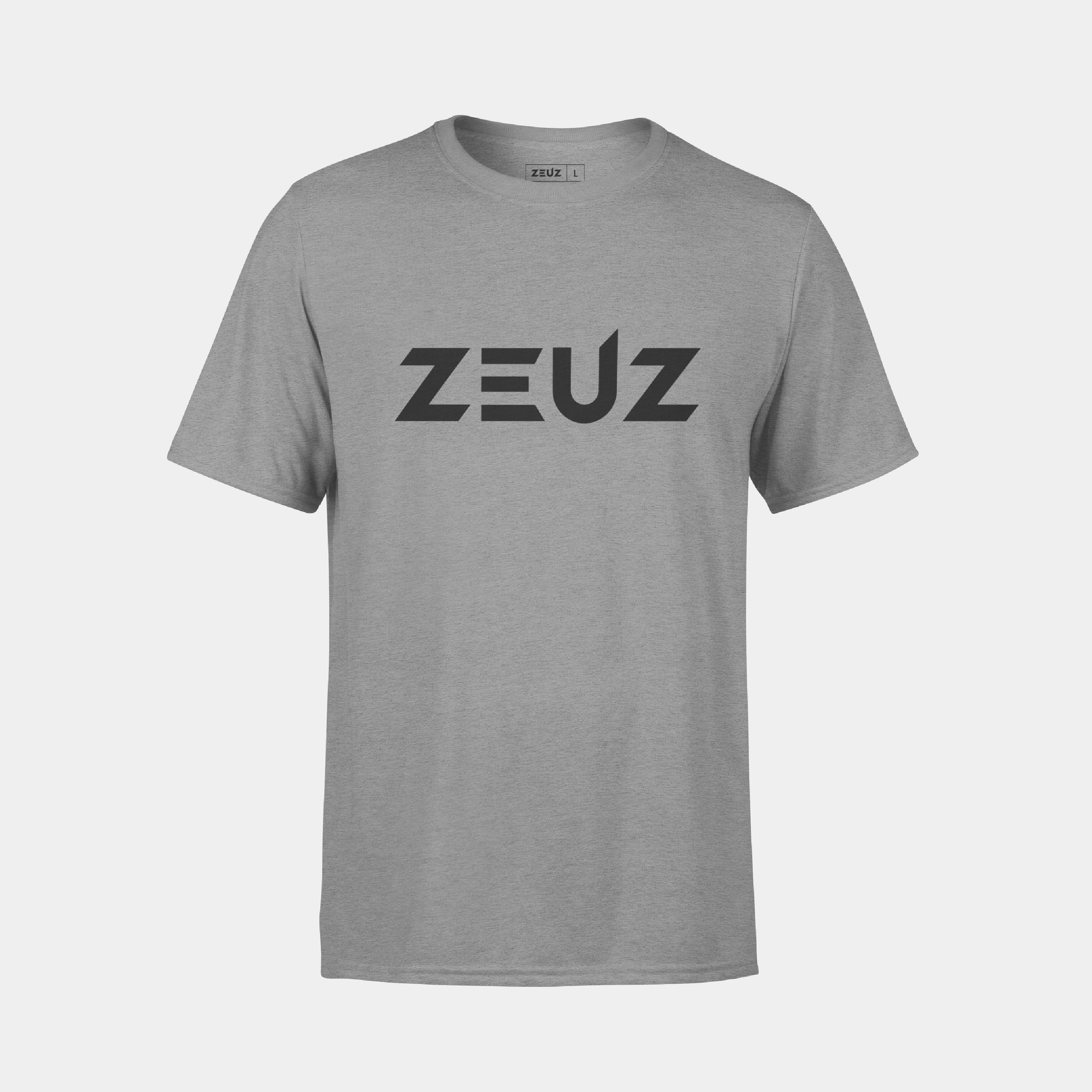 ZEUZ Basic T-shirt grijs met zwart logo – voorkant