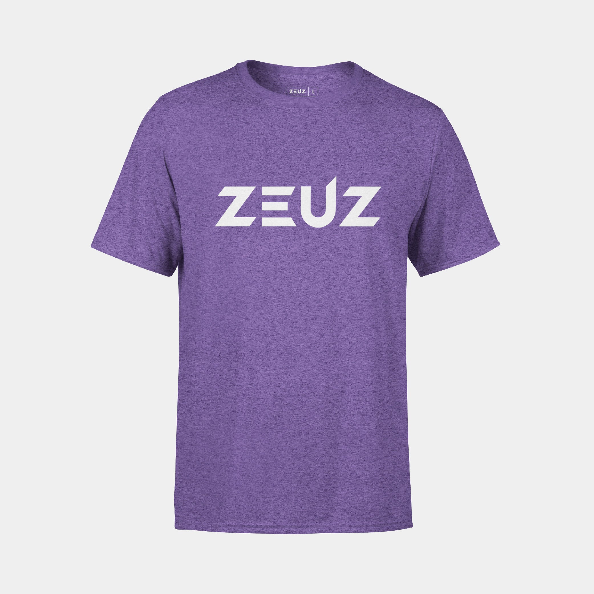 ZEUZ Basic T-shirt paars met wit logo – voorkant
