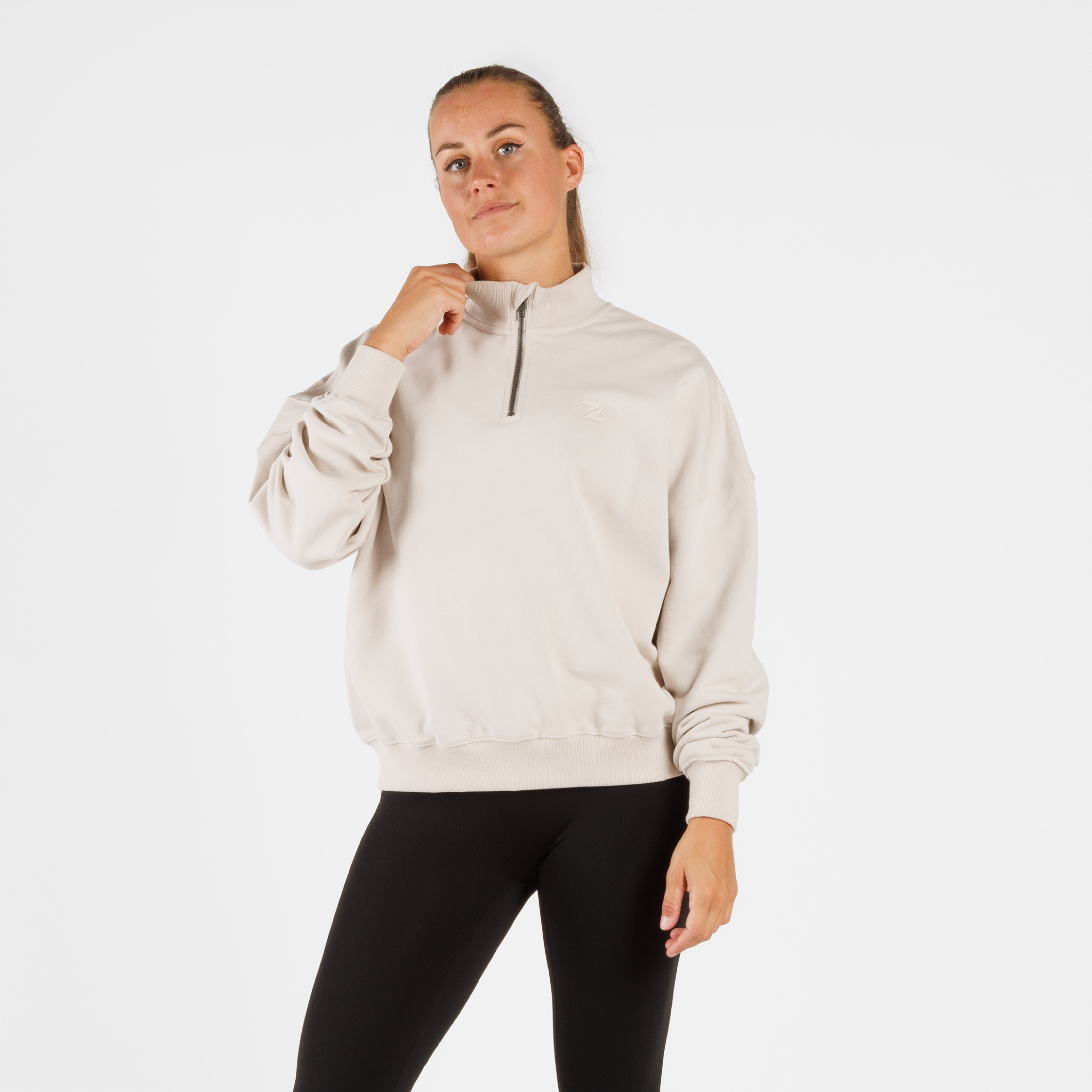 ZEUZ Oversized Comfort Sweater 1/4 Zipper - Dames