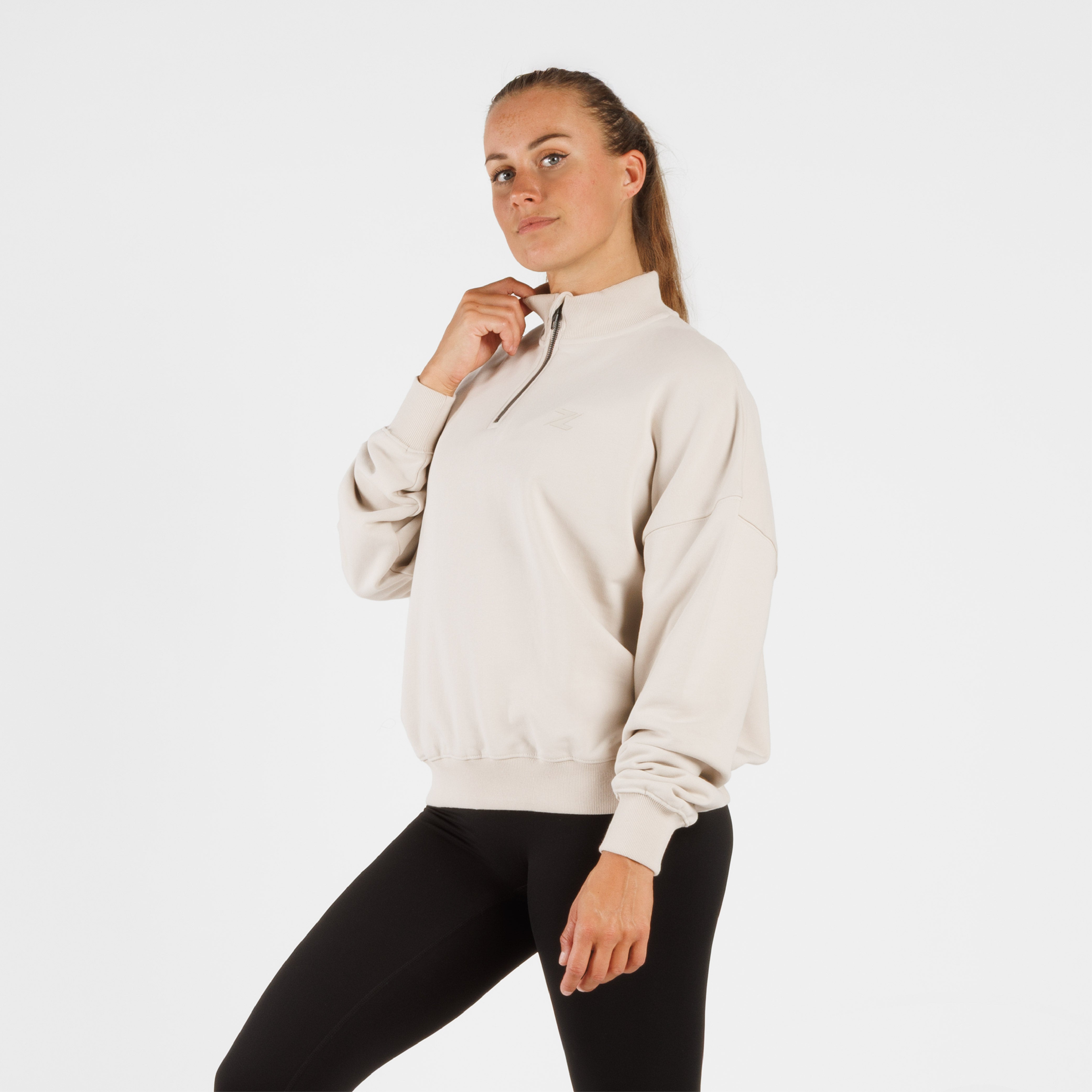 ZEUZ Oversized Comfort Sweater 1/4 Zipper - Dames