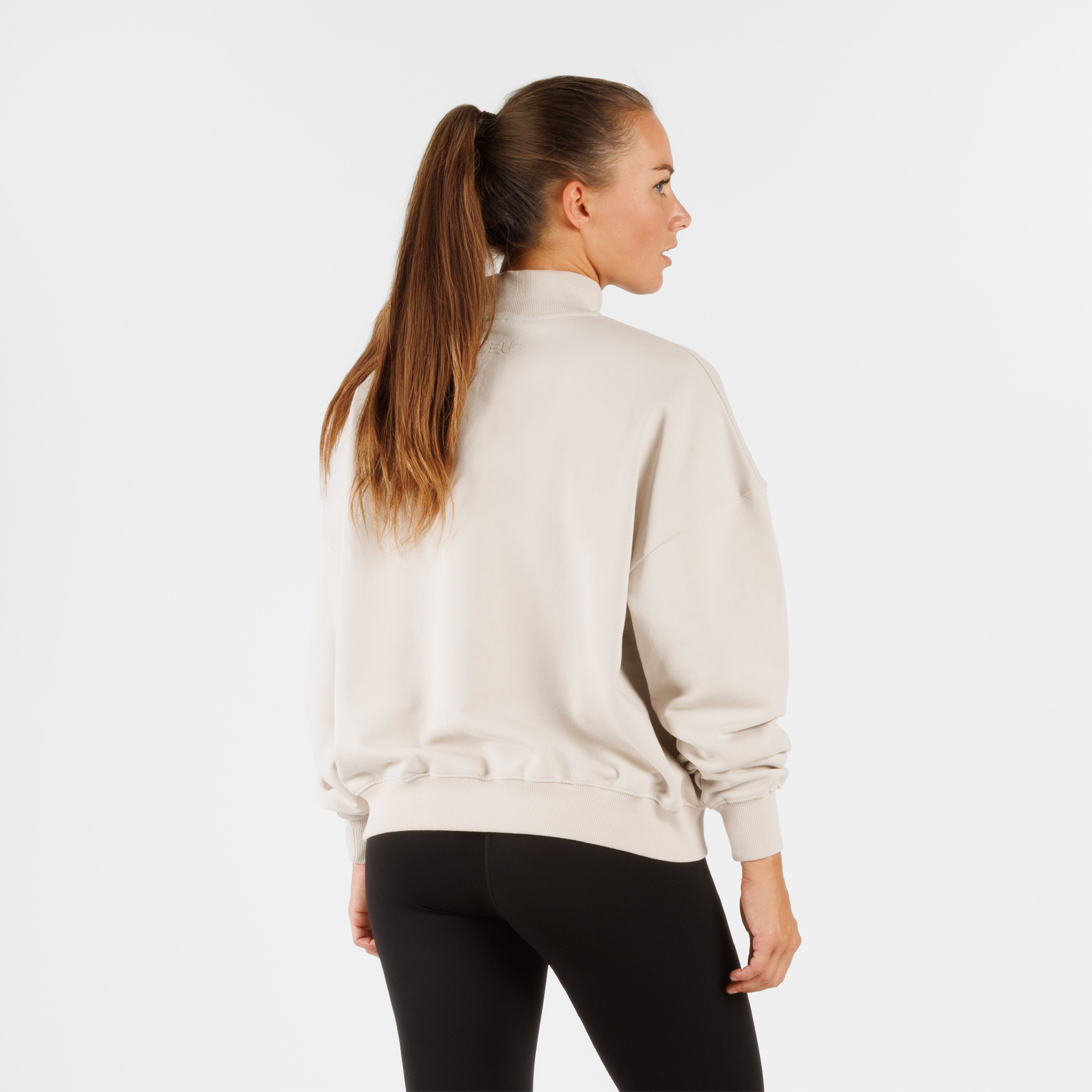 ZEUZ Oversized Comfort Sweater 1/4 Zipper - Dames