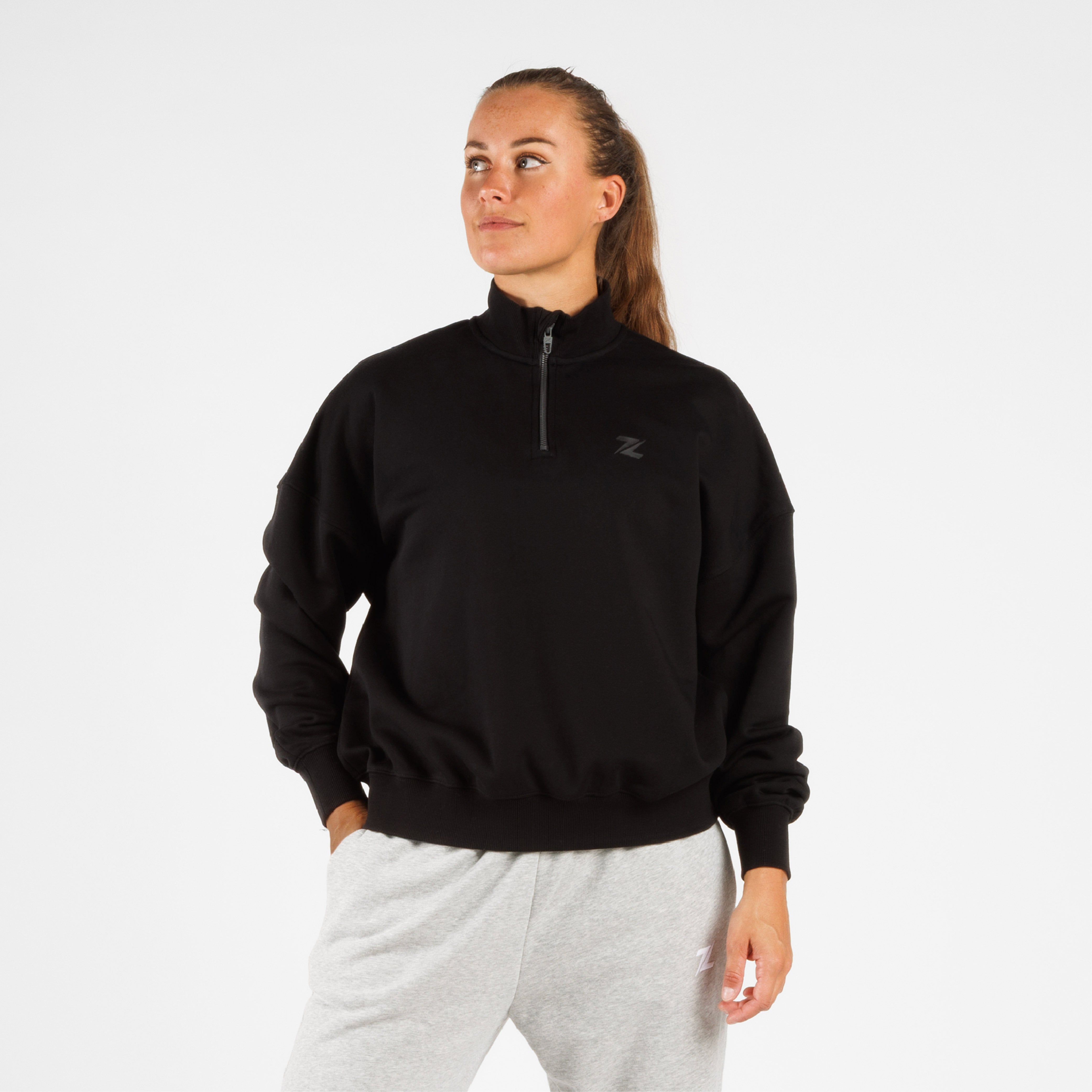 ZEUZ Oversized Comfort Sweater 1/4 Zipper - Dames