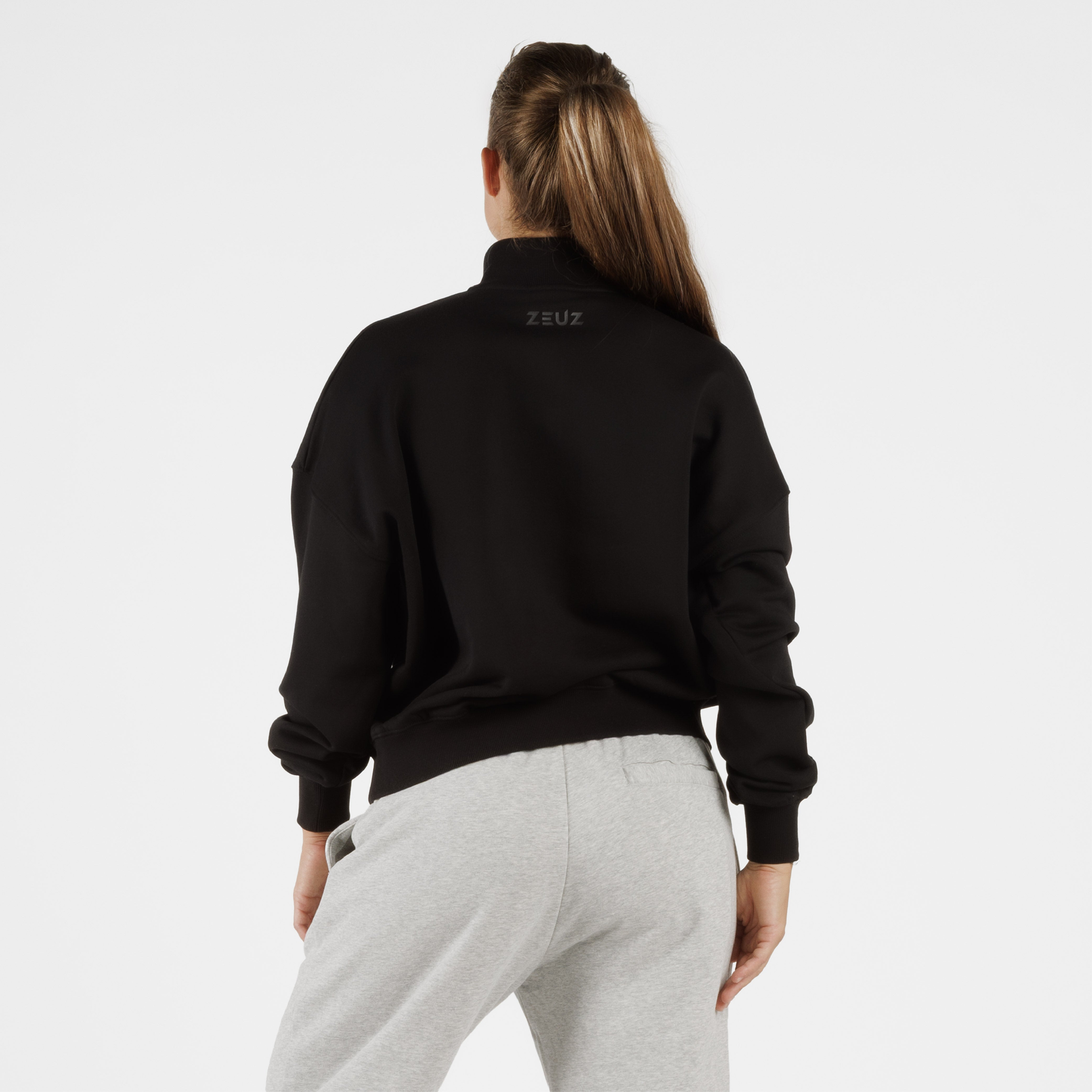 ZEUZ Oversized Comfort Sweater 1/4 Zipper - Dames