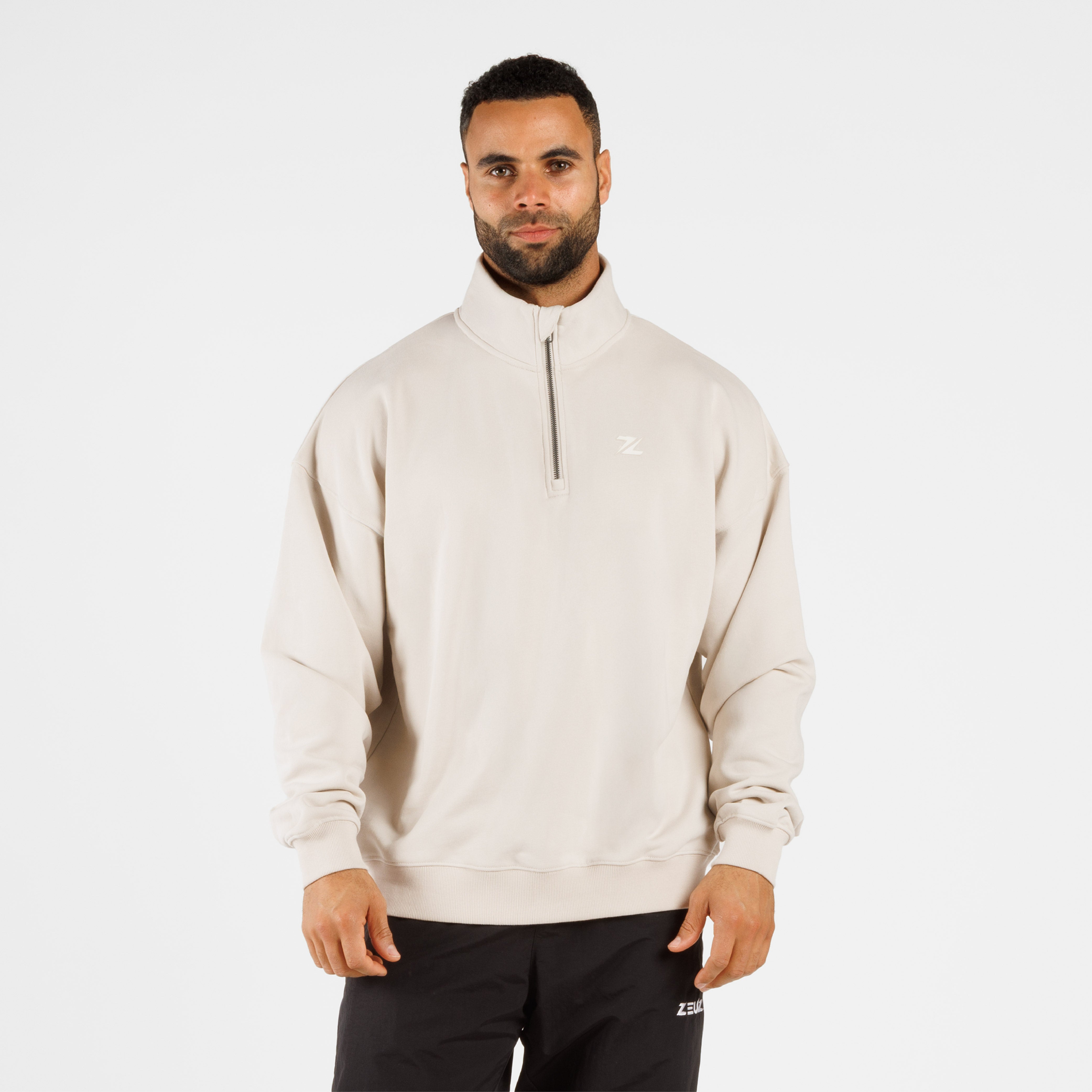 ZEUZ Übergroßer Komfortpullover mit 1/4 Reißverschluss - Herren