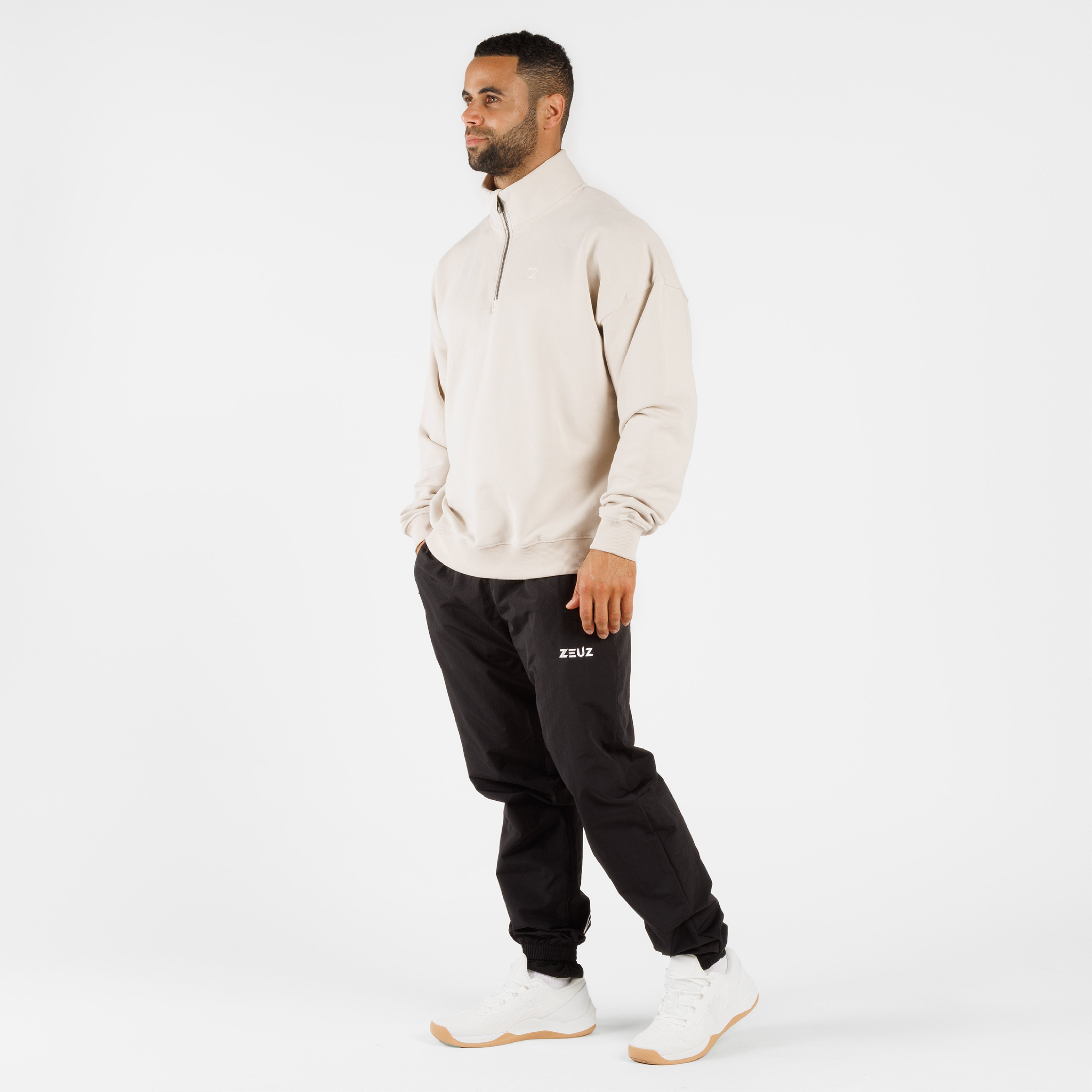 ZEUZ Übergroßer Komfortpullover mit 1/4 Reißverschluss - Herren