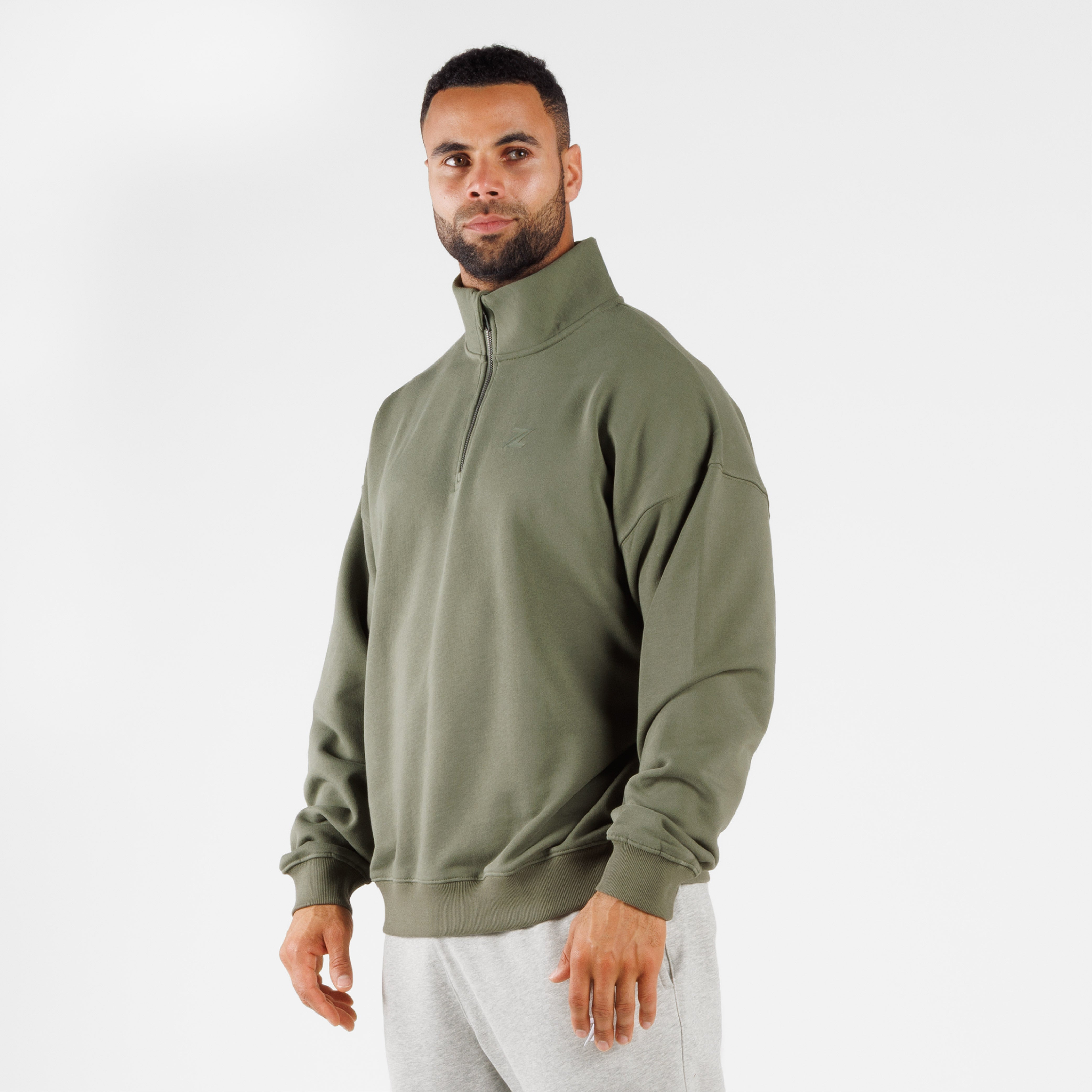 ZEUZ Übergroßer Komfortpullover mit 1/4 Reißverschluss - Herren