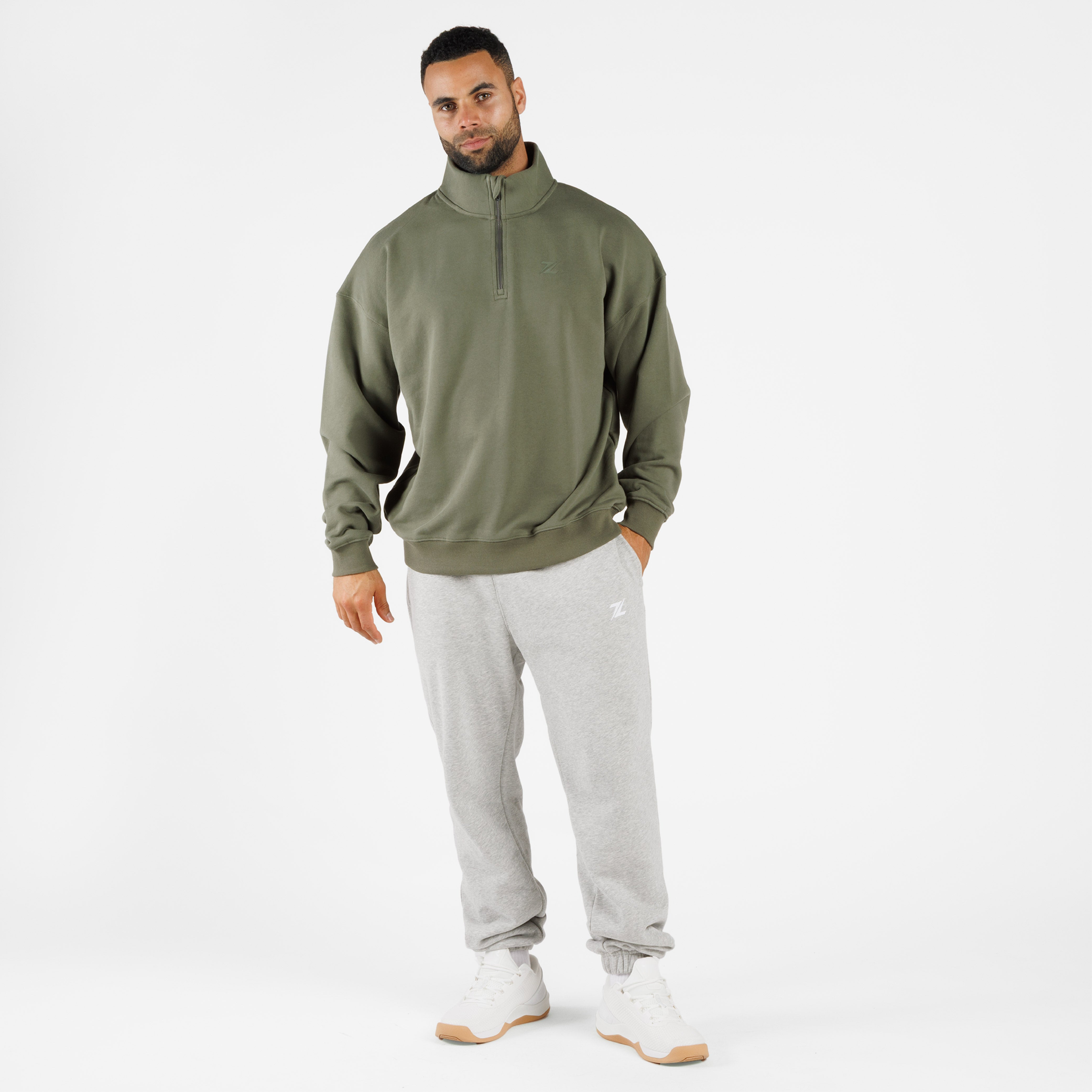 ZEUZ Übergroßer Komfortpullover mit 1/4 Reißverschluss - Herren