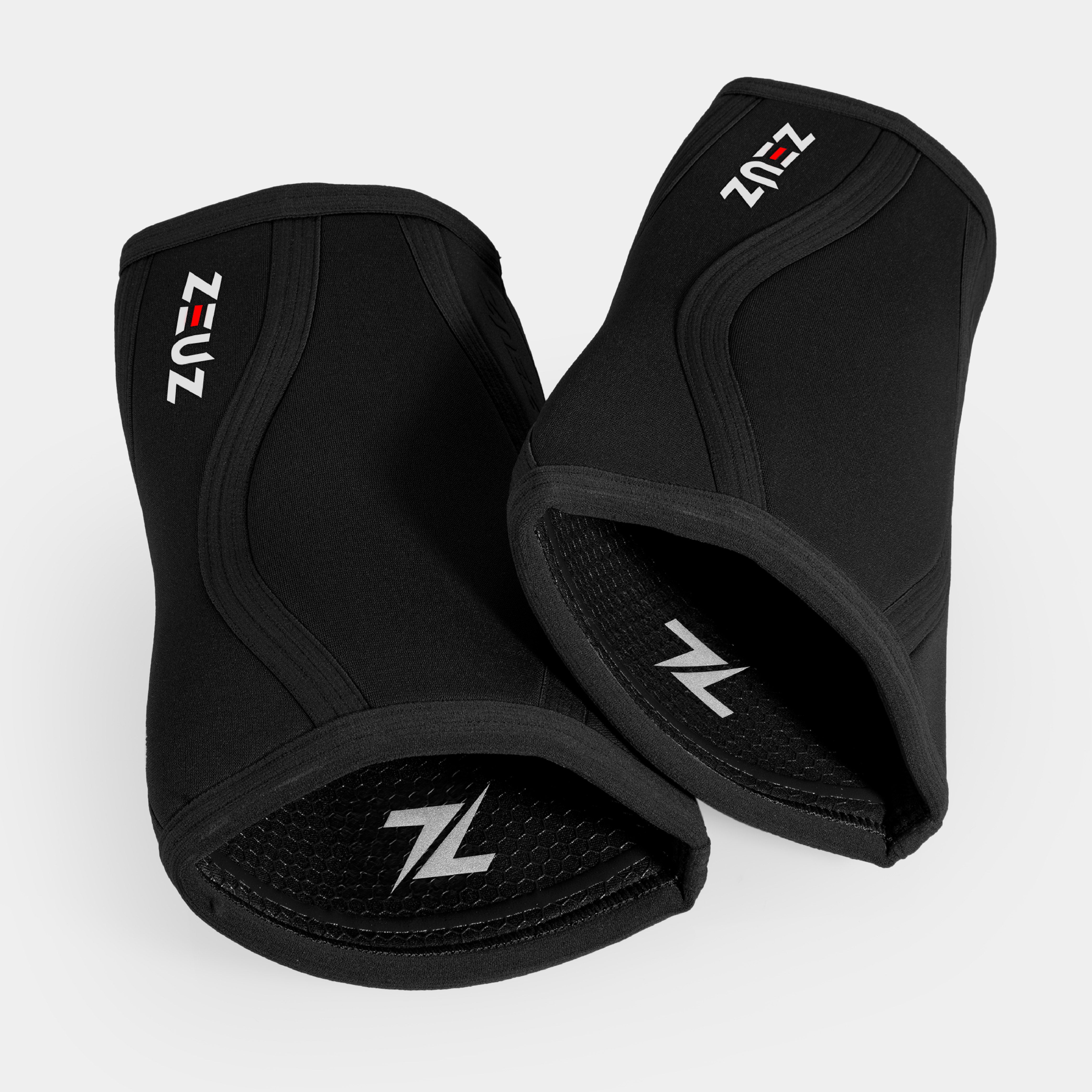 Zwarte ZEUZ Knee Sleeves met zichtbare anti-slip binnenkant – voorkomt afzakken tijdens training