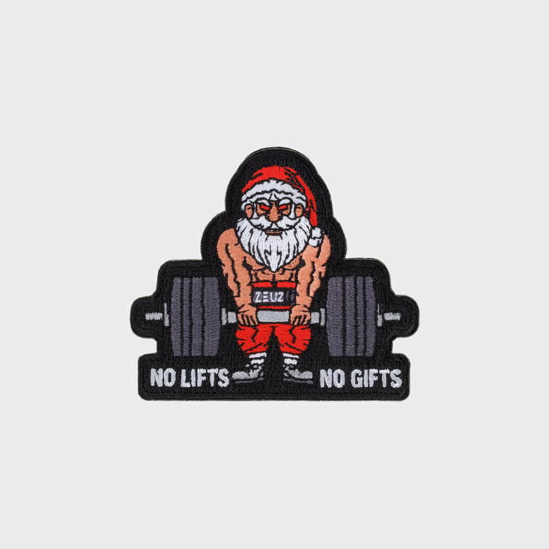 Parche de Papá Noel con el lema "No Lifts No Gifts" de ZEUZ