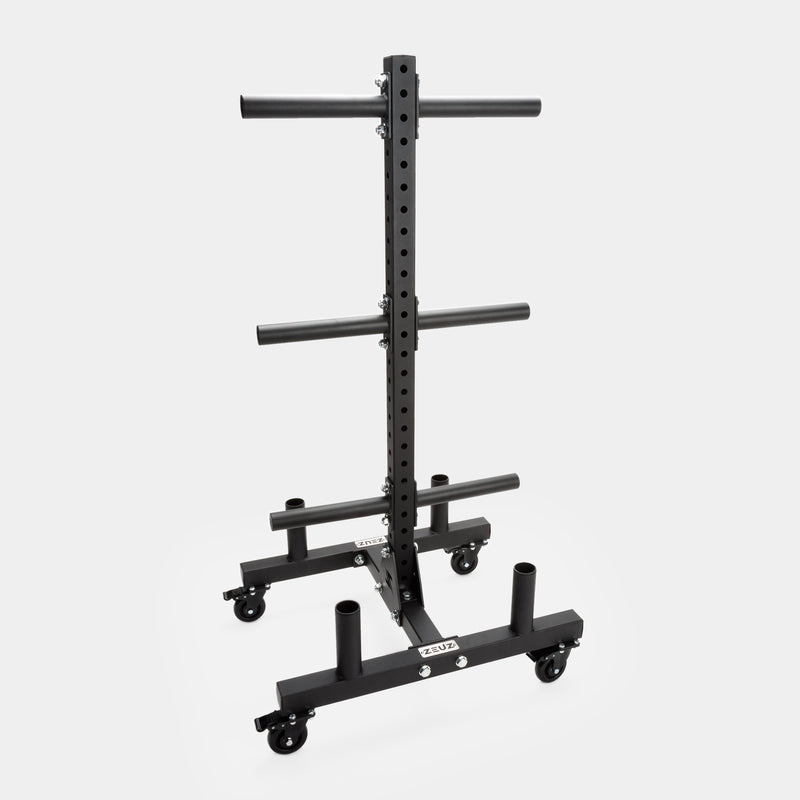 ZEUZ Râtelier mobile de rangement pour disques et barres d'haltères