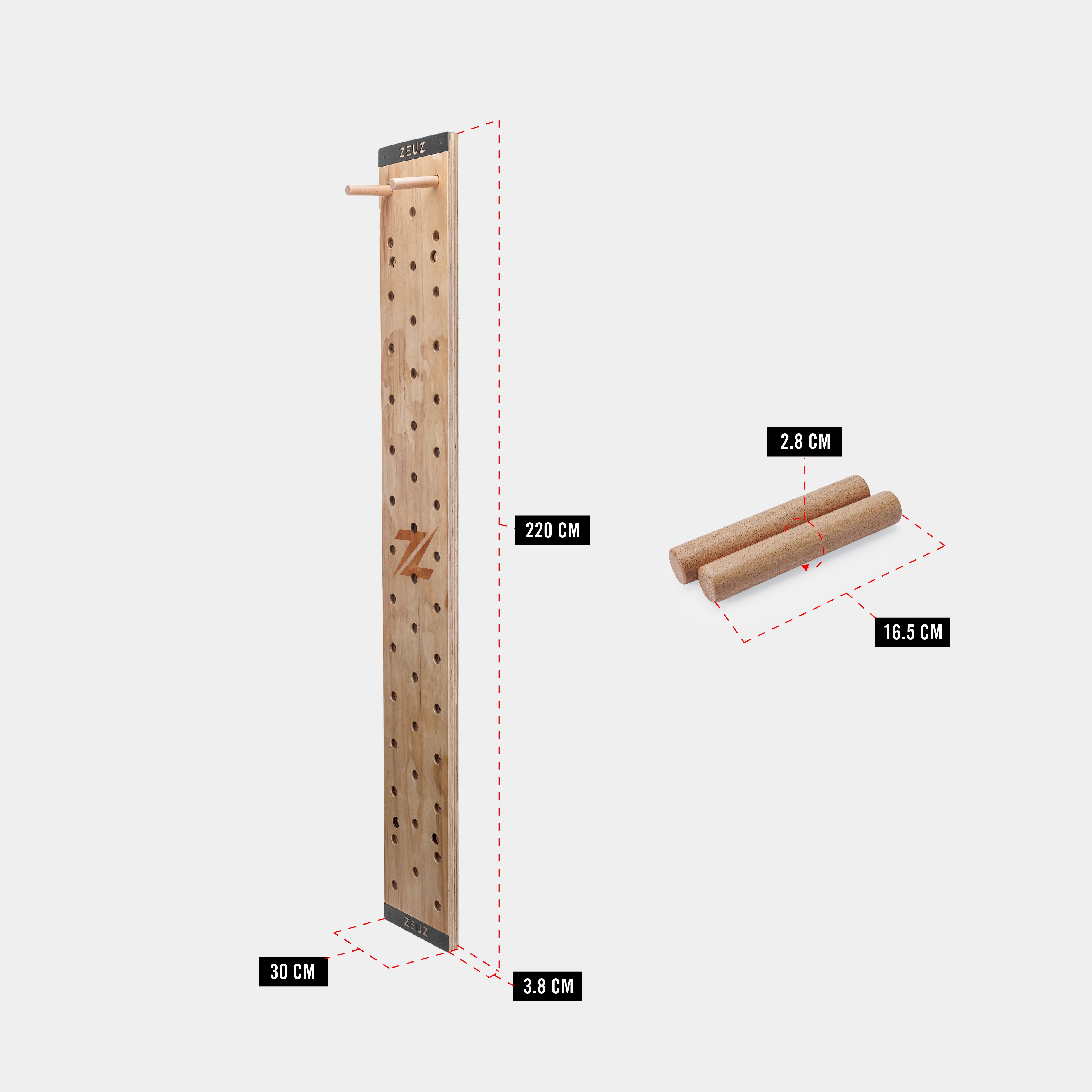 ZEUZ Wooden Pegboard - Houten Klimplank