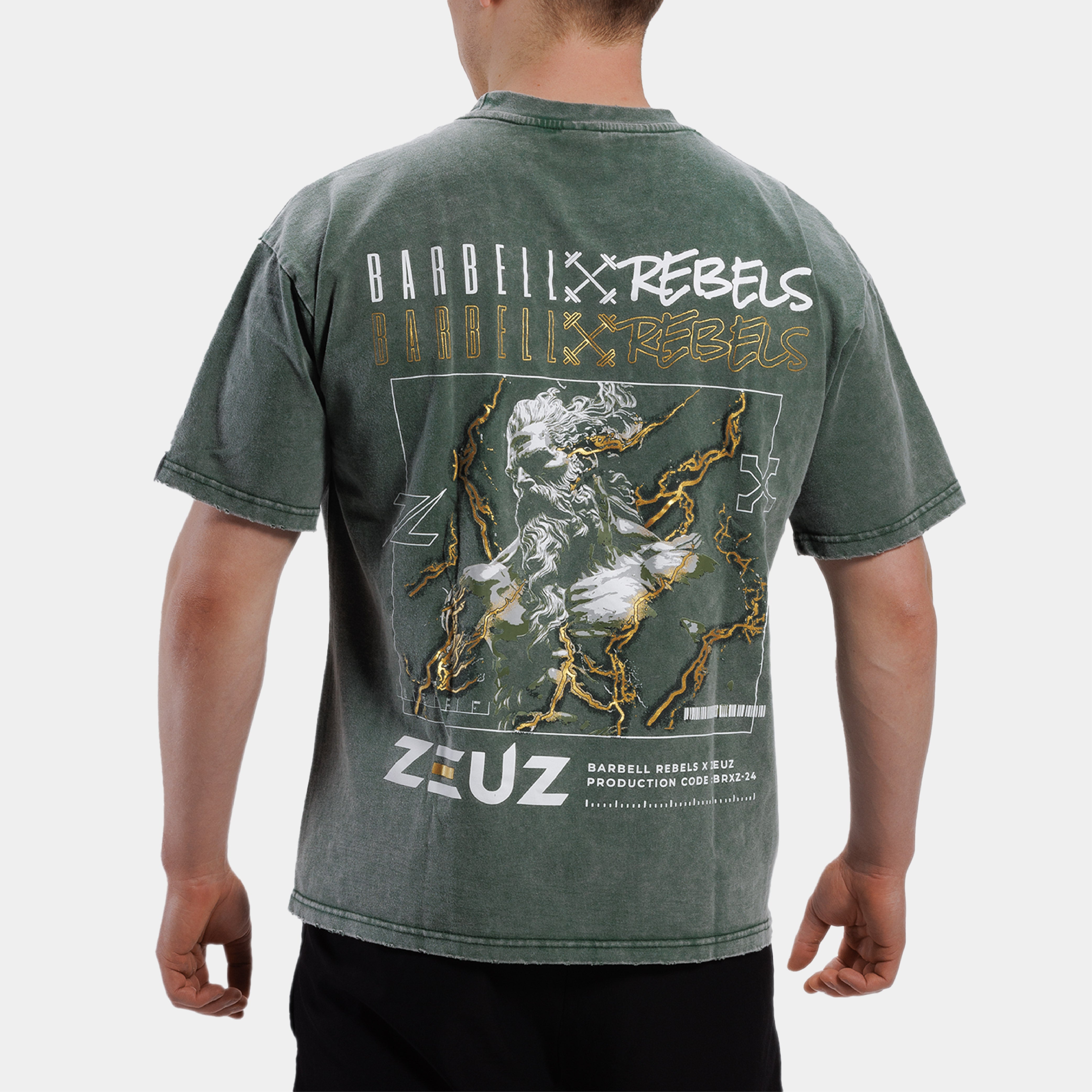 ZEUZ x Barbell Rebels Oversized Distressed Acid T-Shirt – Unisex