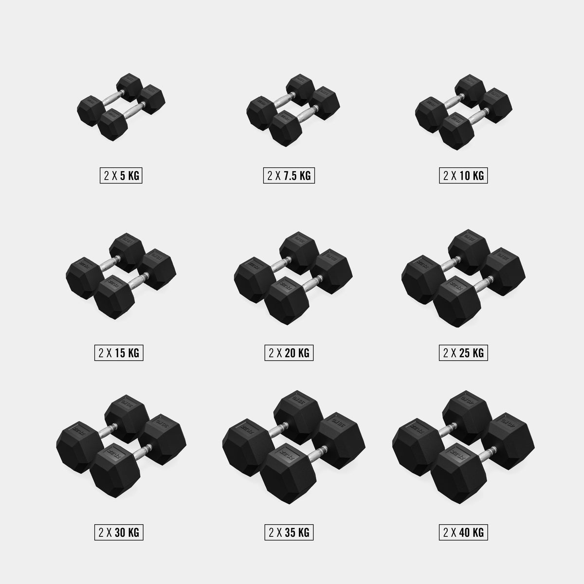 ZEUZ Dumbbell Rek Incl. Hexagon Dumbbells (5-40 KG)