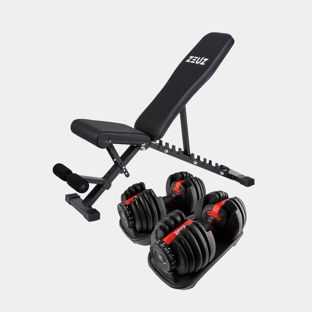 Home Gym Set - Bench Press & Dumbbell Set 2 x 24 KG - ZEUZ