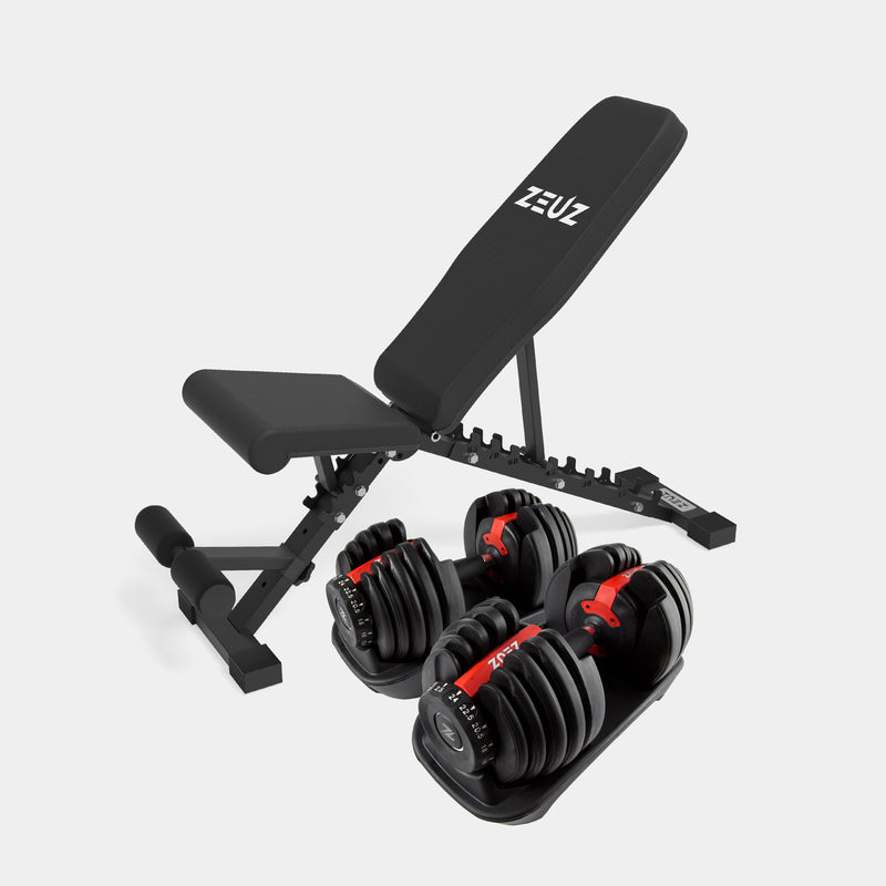 ZEUZ Pack Básico para Gimnasio en Casa - 2 Mancuernas de 24 KG