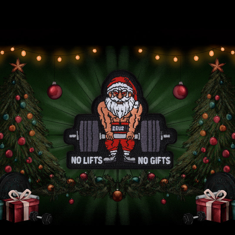 Parche de Papá Noel con el lema "No Lifts No Gifts" de ZEUZ