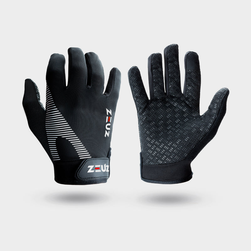 Guantes de fitness ZEUZ de mano completa, grises y negros