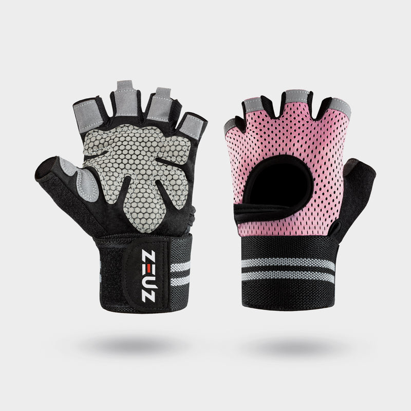 ZEUZ Sporthandschoenen roze – ademende fitness handschoenen met gripversterking