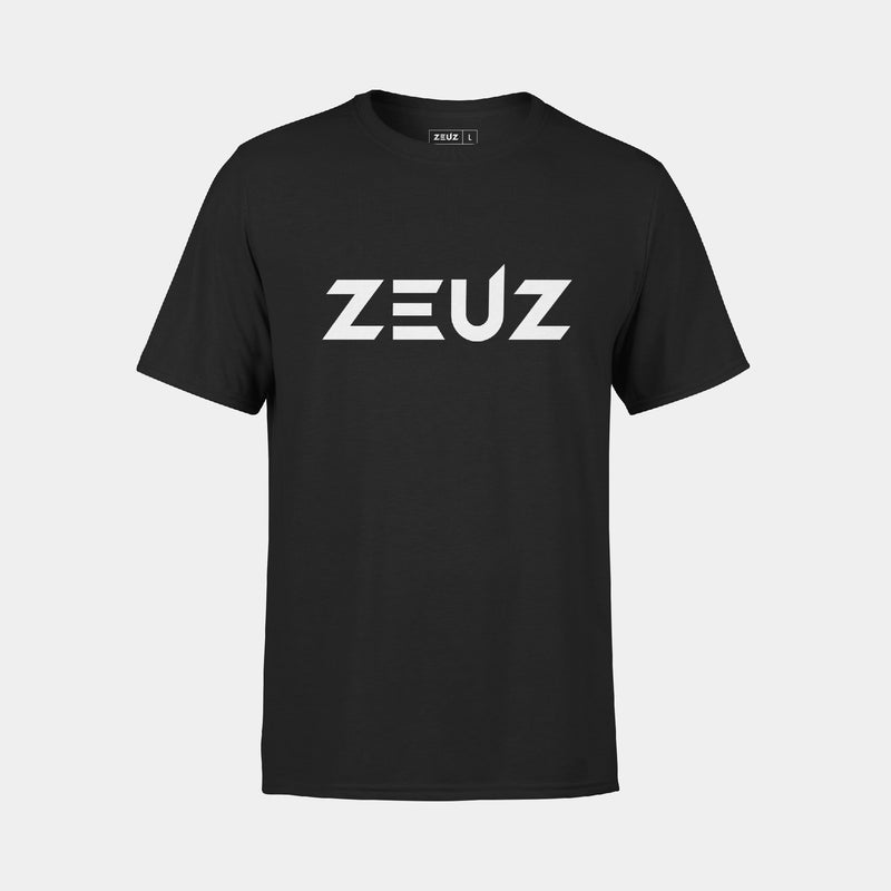 ZEUZ Basic T-shirt zwart met wit logo – voorkant	