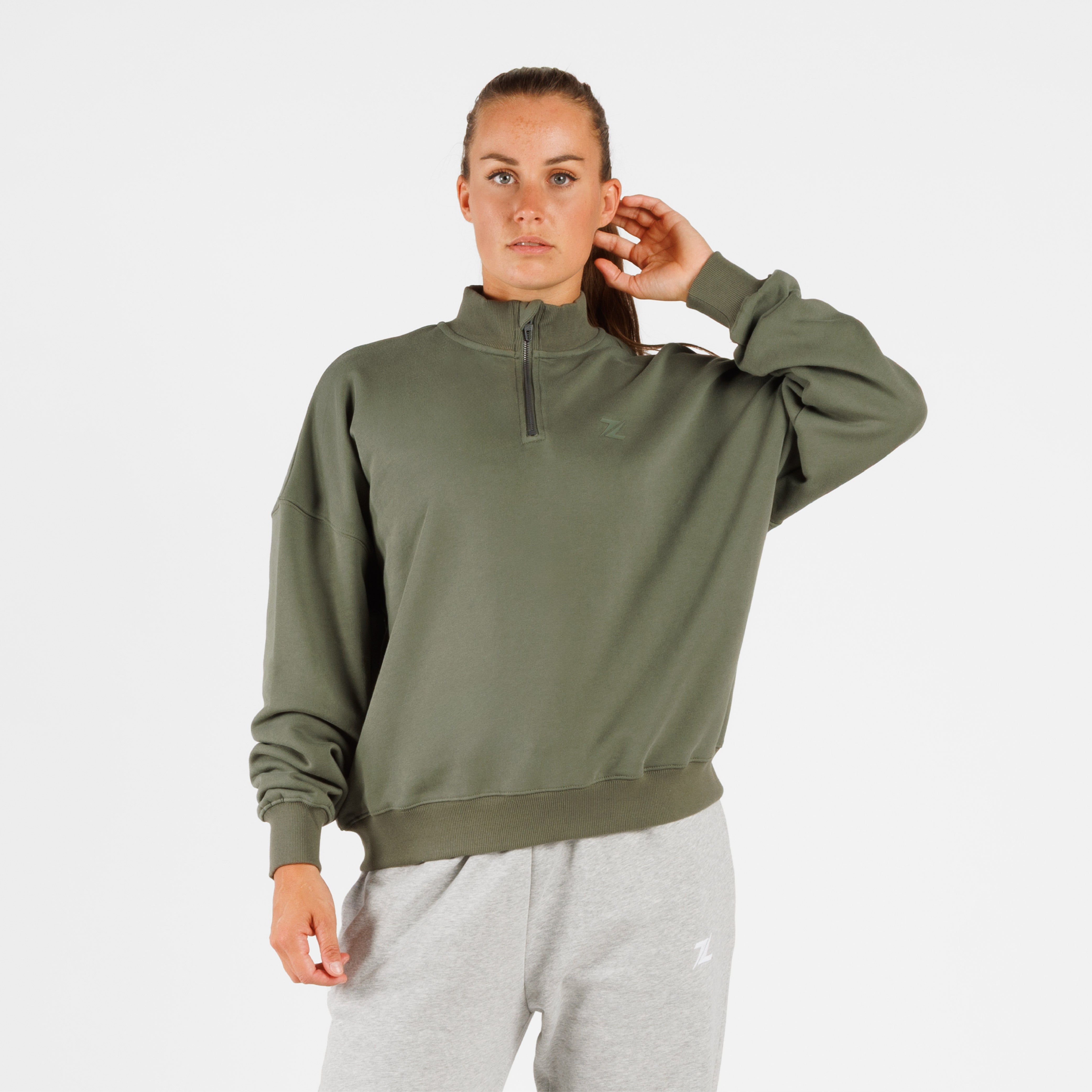 ZEUZ Oversized Comfort Sweater 1/4 Zipper - Dames