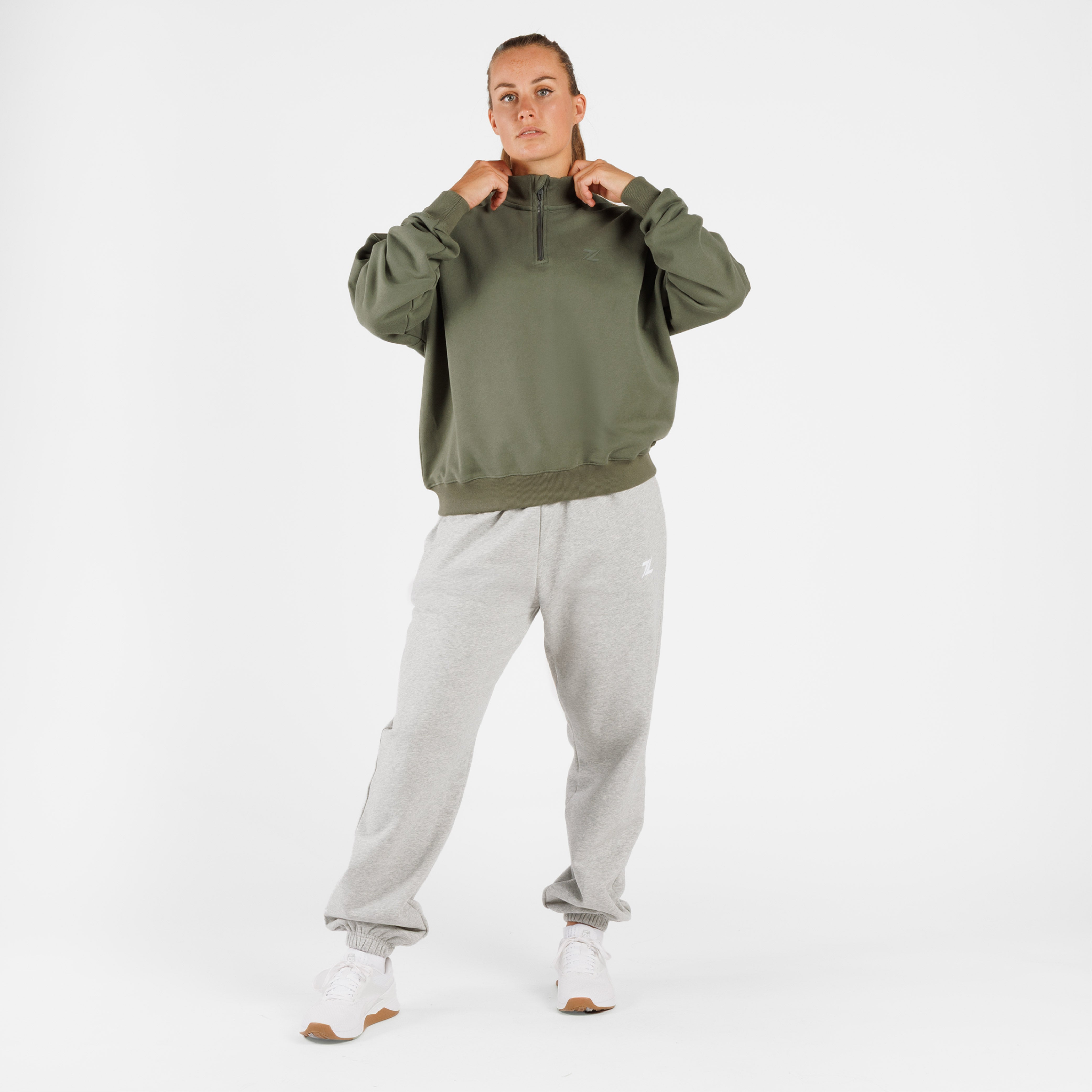 ZEUZ Oversized Comfort Sweater 1/4 Zipper - Dames