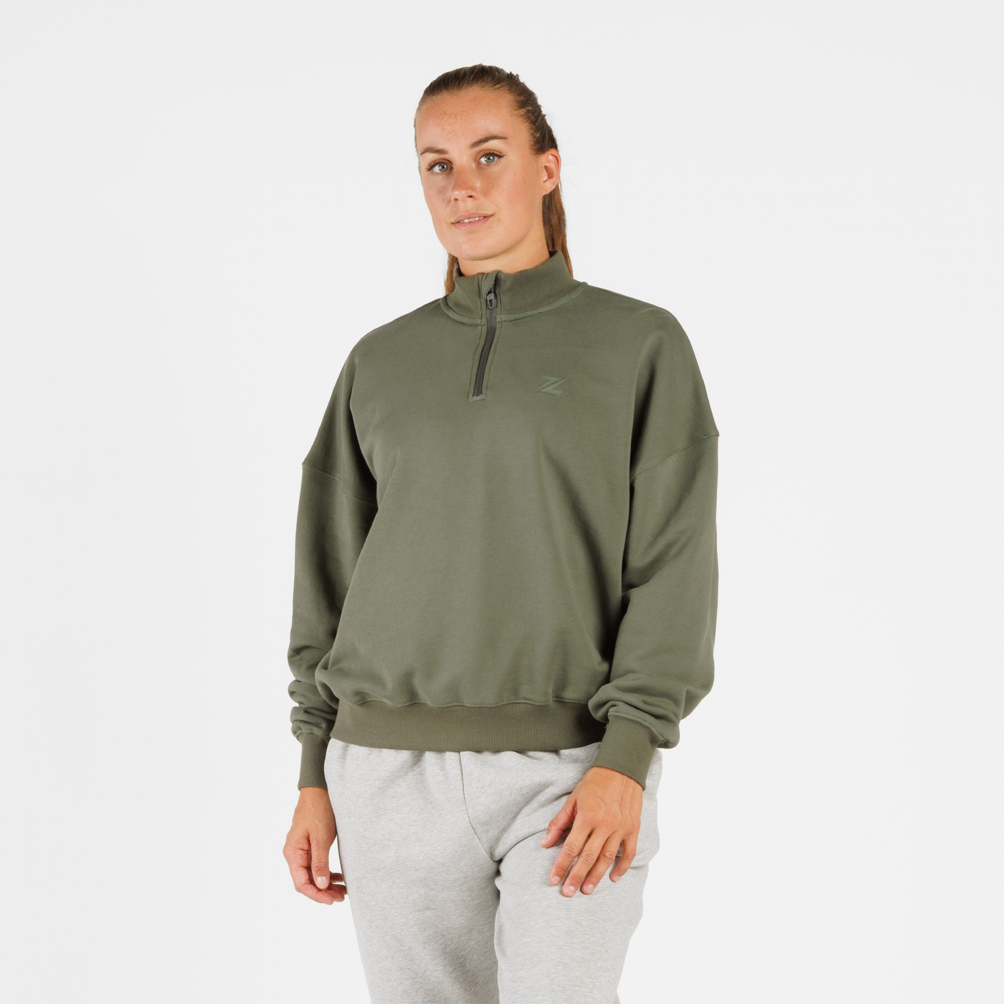 ZEUZ Oversized Comfort Sweater 1/4 Zipper - Dames