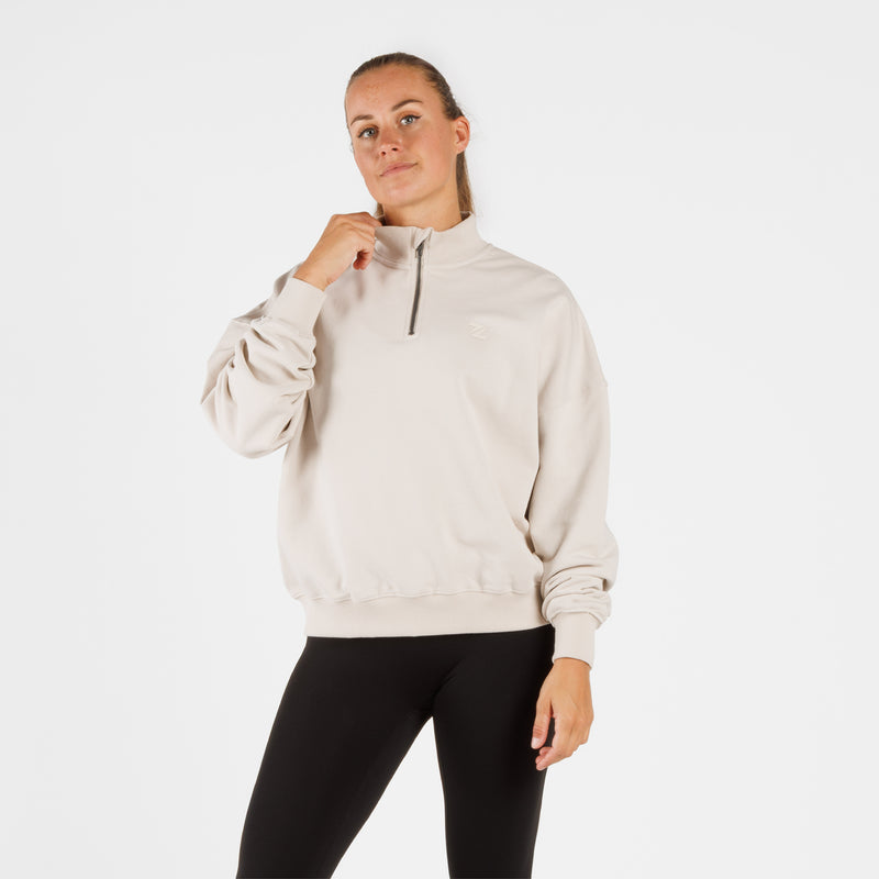 Suéter de comodidad extragrande ZEUZ con cremallera 1/4 - Damas