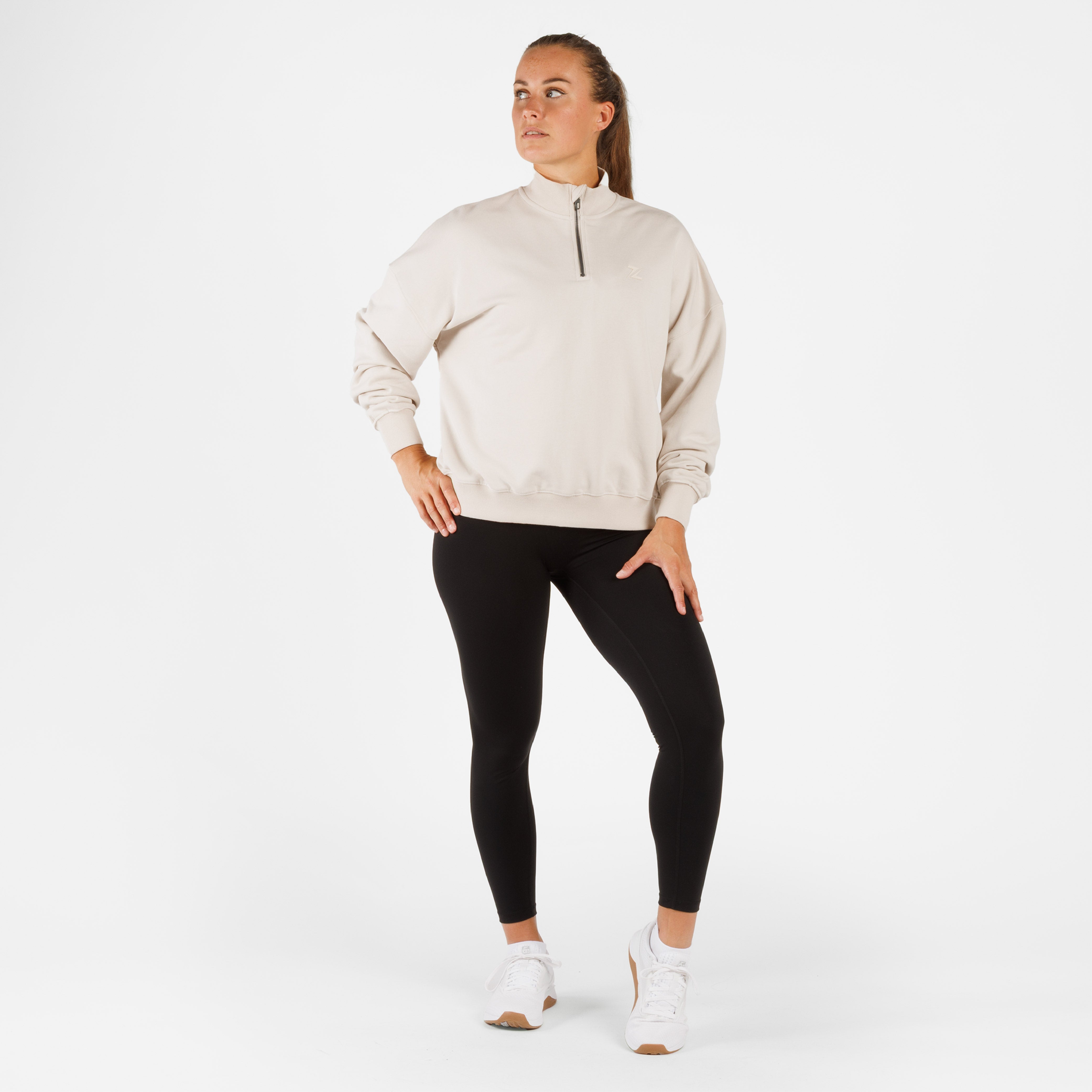 ZEUZ Oversized Comfort Sweater 1/4 Zipper - Dames